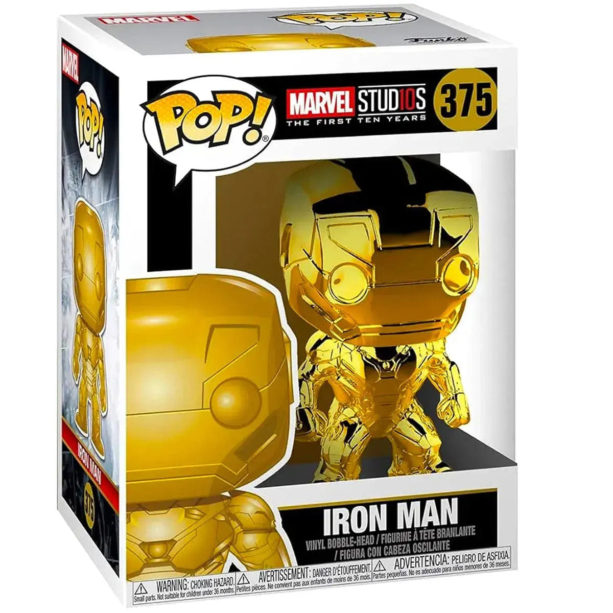 Funko Marvel Studios: The First Ten Years - Gold Iron - Man Bobble - Head Figure - Funko - Pop! Series (375)