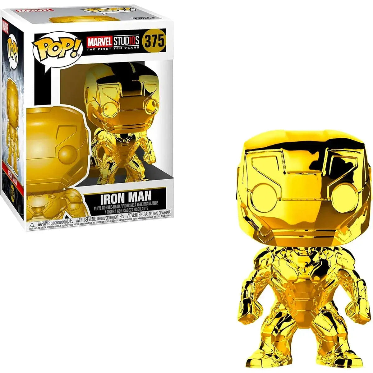 Funko Marvel Studios: The First Ten Years - Gold Iron - Man Bobble - Head Figure - Funko - Pop! Series (375)
