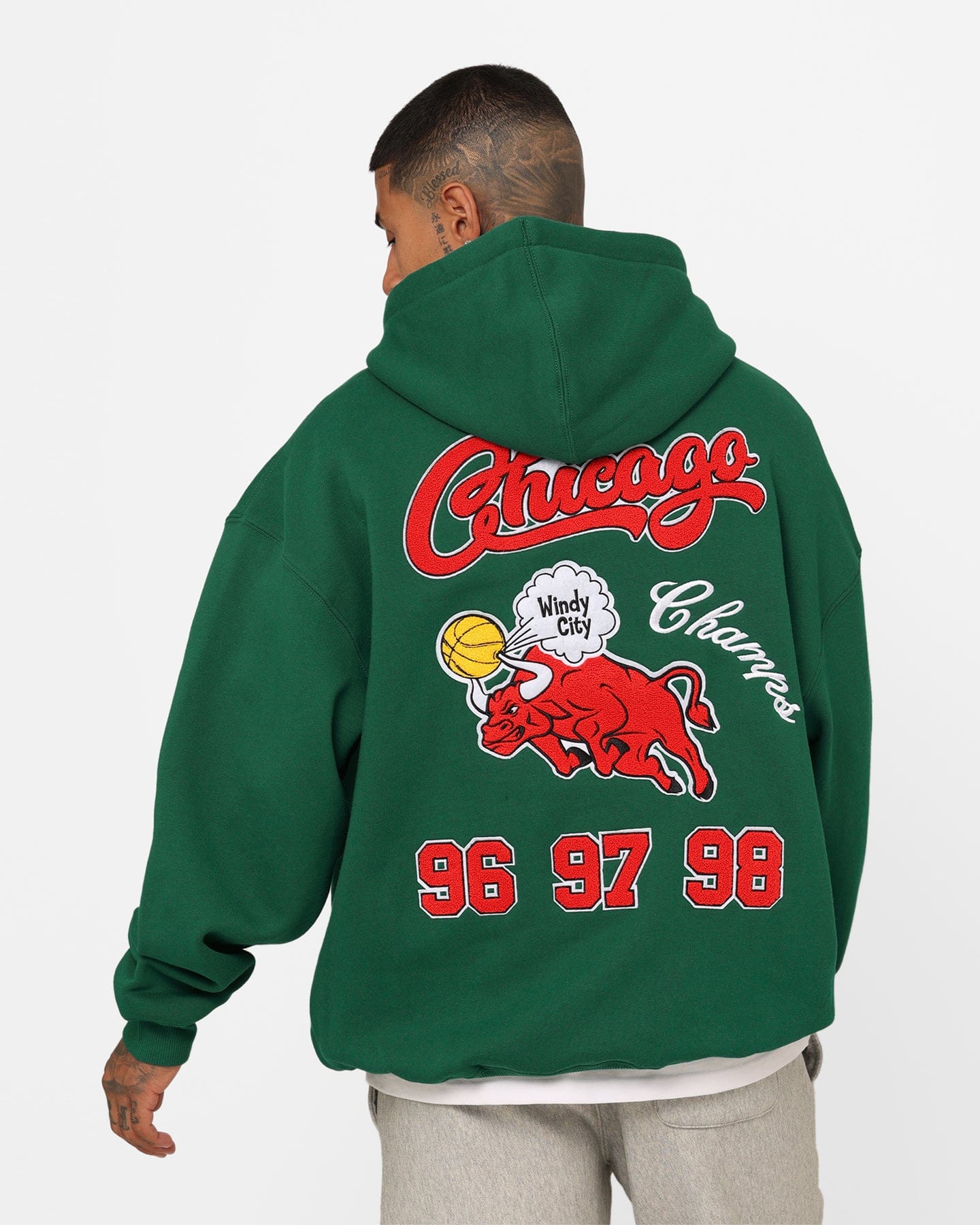 Mitchell & NESS Chicago Bulls Letterman Hoodie Malachite Green