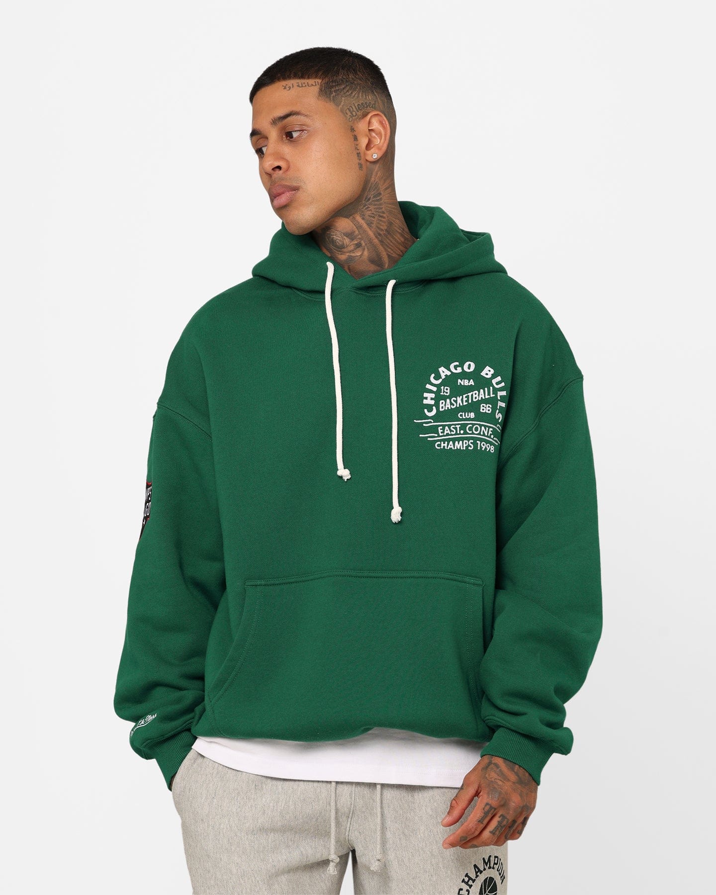Mitchell & NESS Chicago Bulls Letterman Hoodie Malachite Green