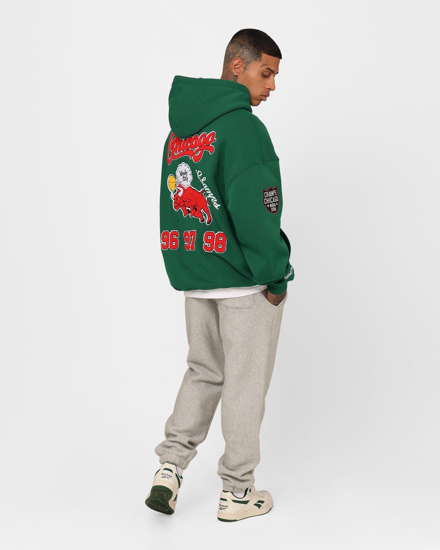 Mitchell & NESS Chicago Bulls Letterman Hoodie Malachite Green