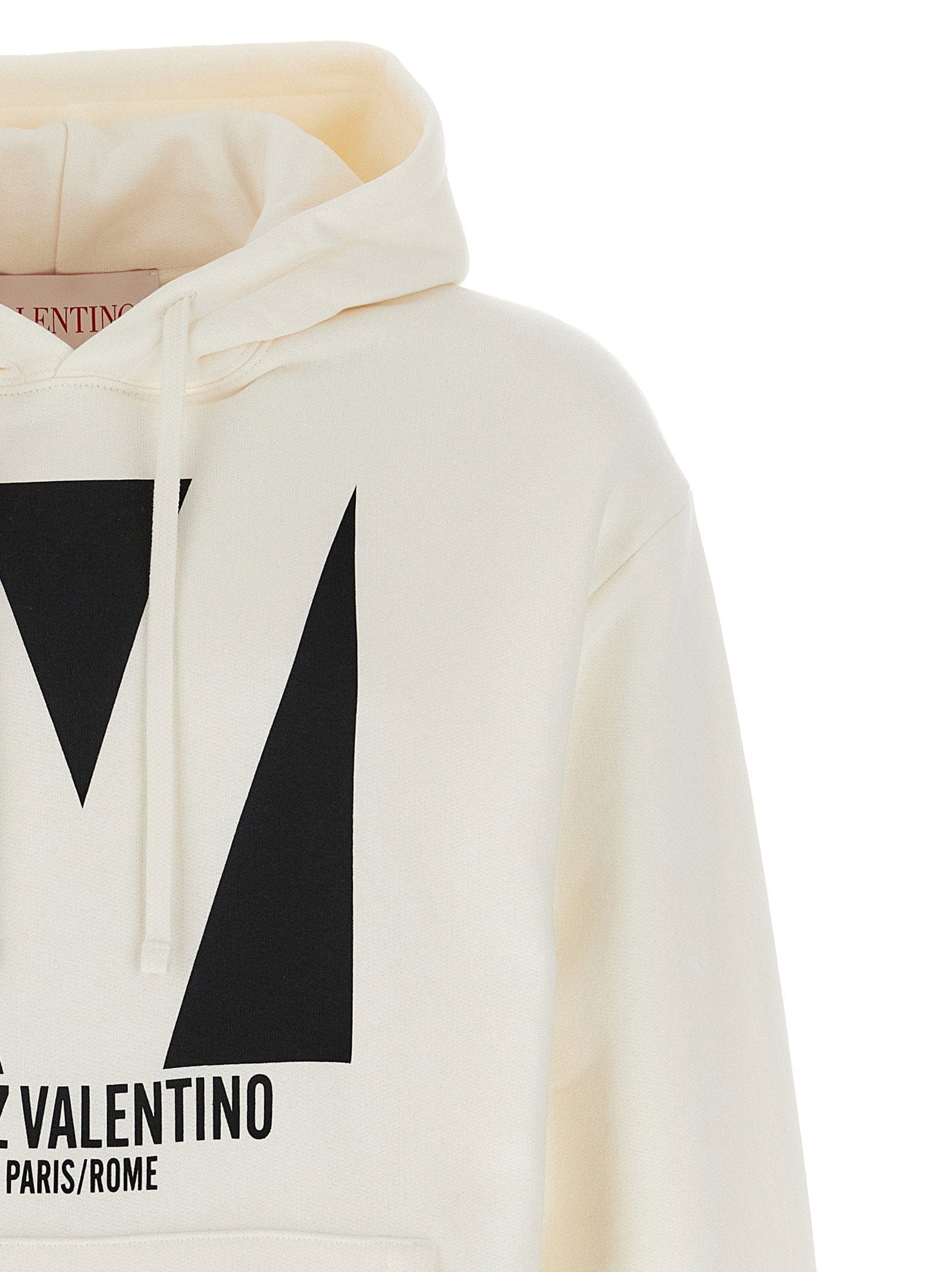 Valentino Garavani Logo - Print Brushed Cotton Hoodie — Cream