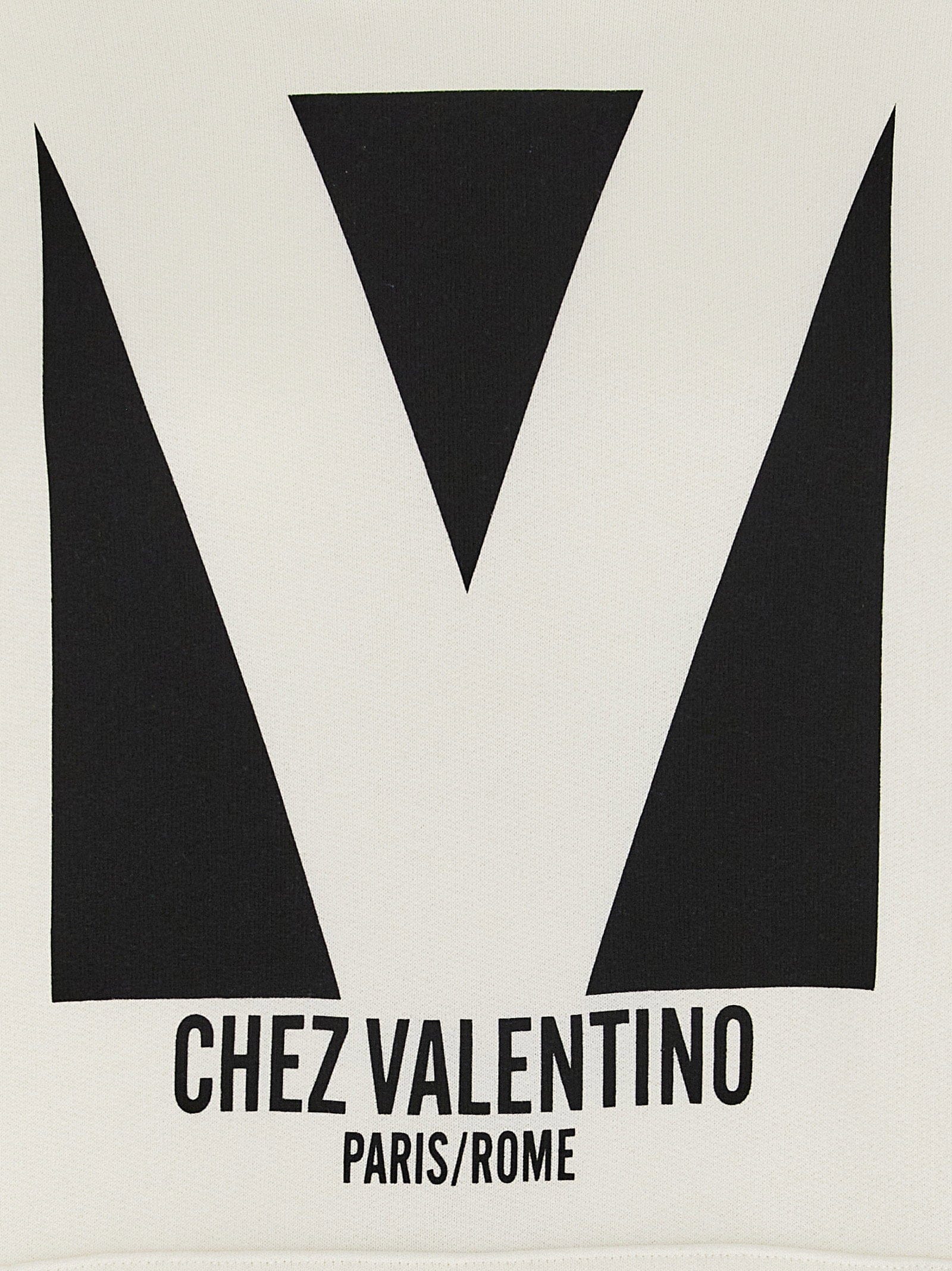 Valentino Garavani Logo - Print Brushed Cotton Hoodie — Cream