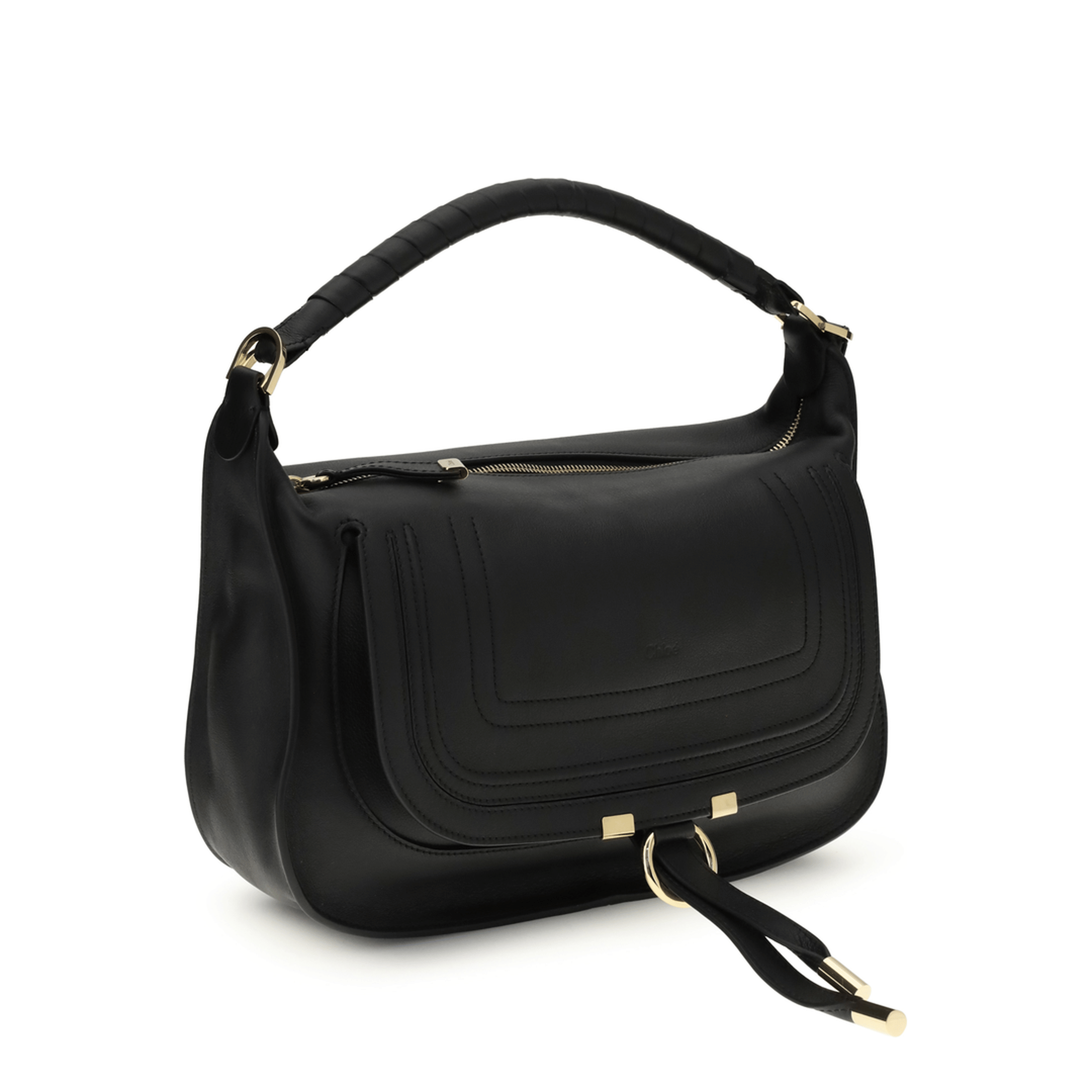 Chloè Marcie Small Calf Leather Shoulder Bag - Beige
