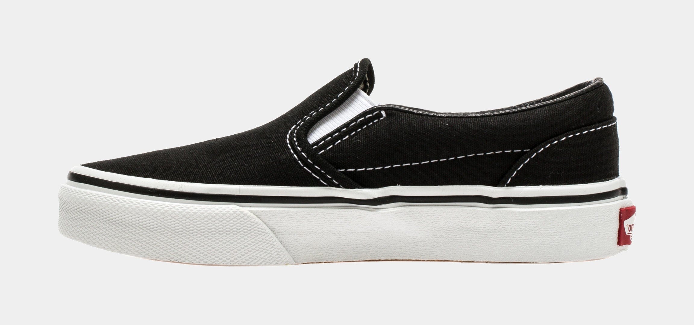 Vans Classic Slip On Low Preschool Skateboarding Shoe (Black/White)