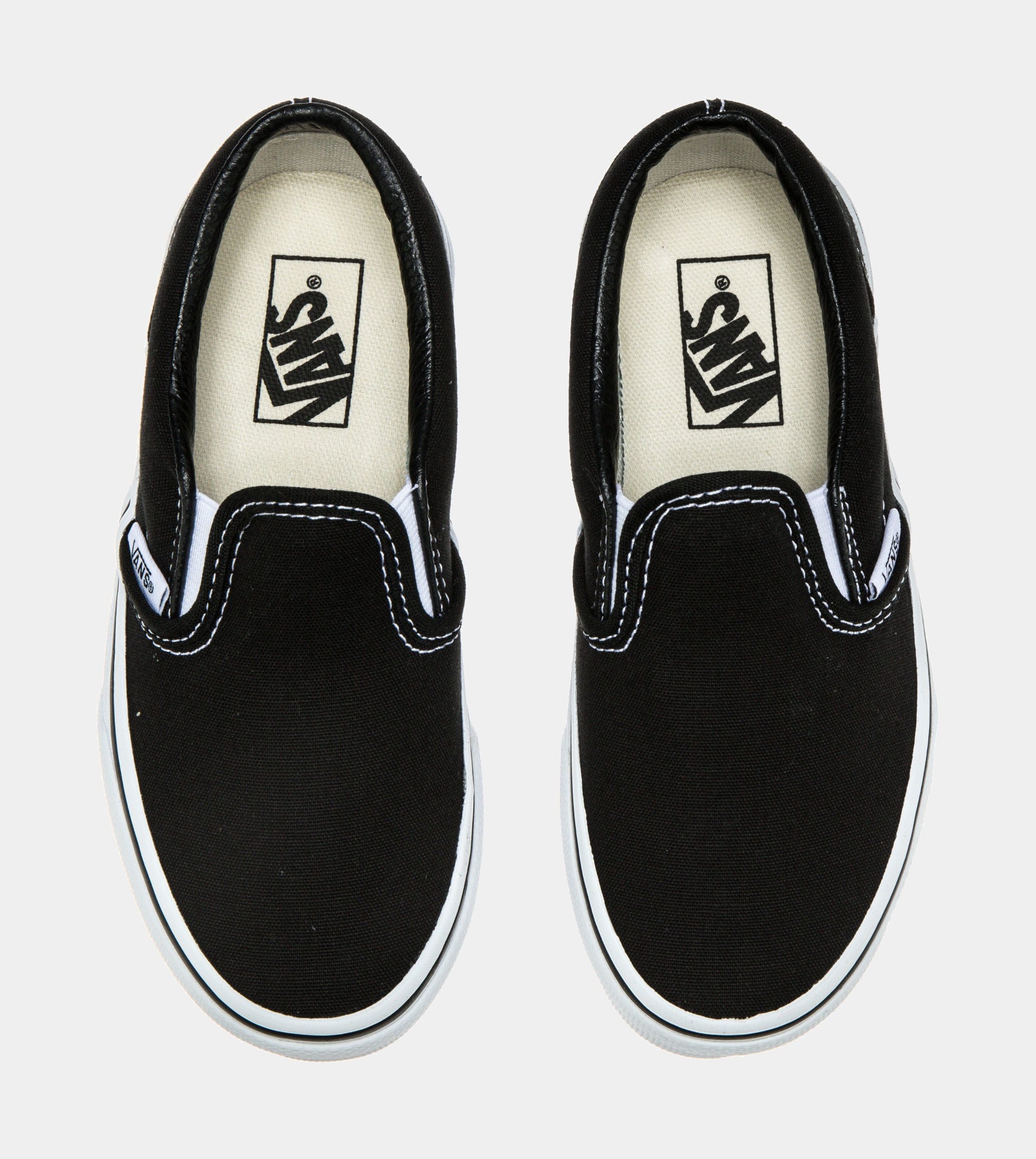 Vans Classic Slip On Low Preschool Skateboarding Shoe (Black/White)