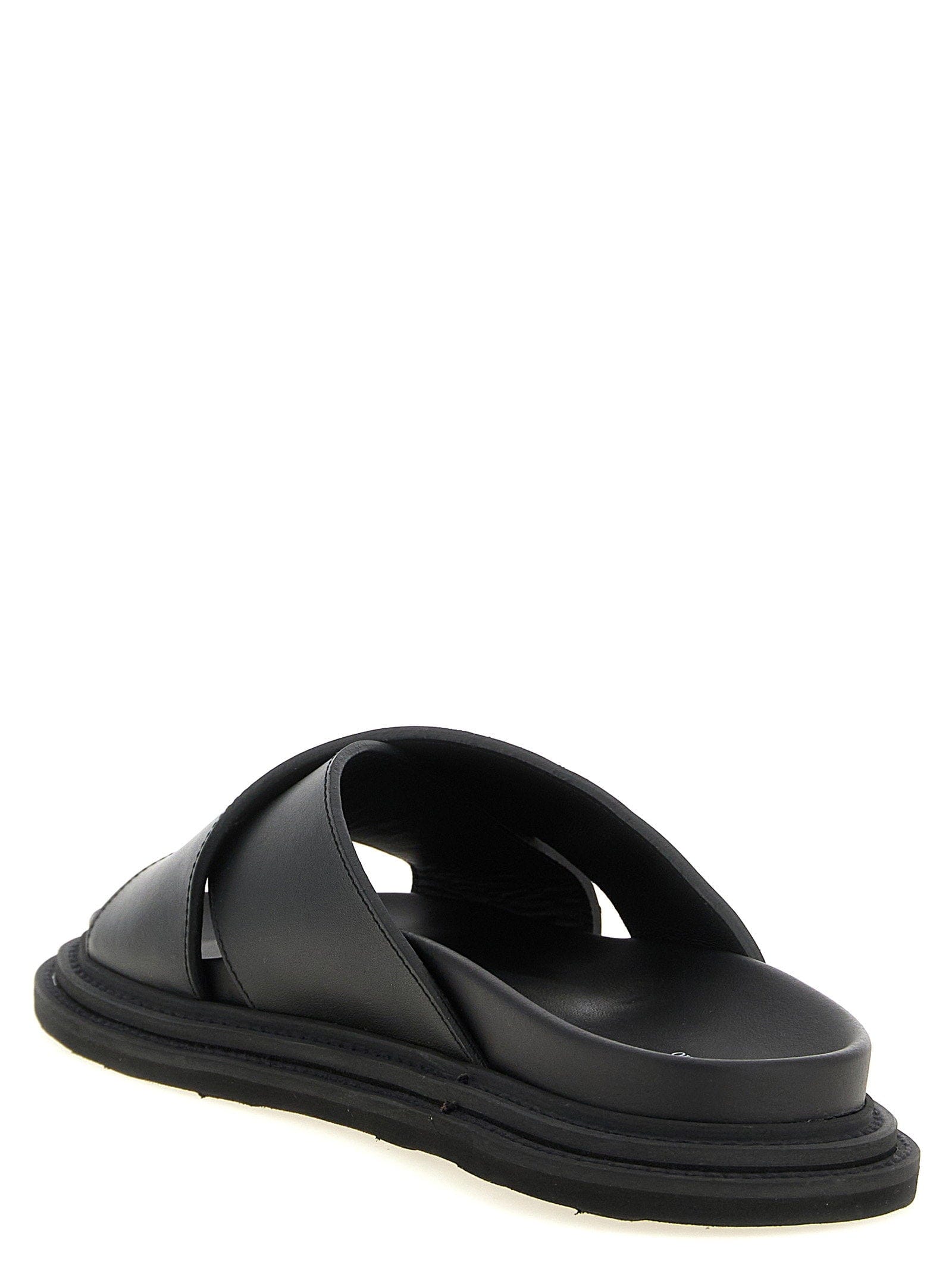 Moschino Calf Leather Crossed - Band Slide — Black
