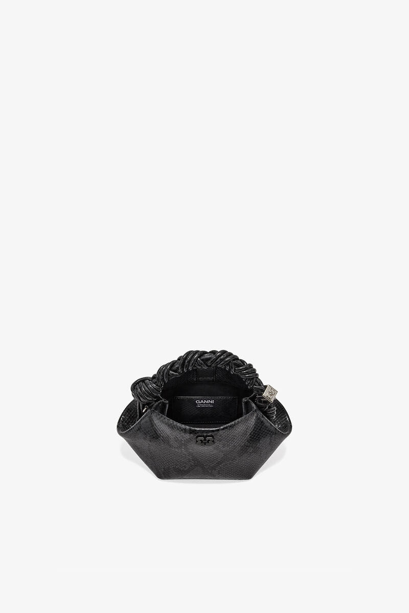 Ganni Croco Black Snake Mini Bou Bag