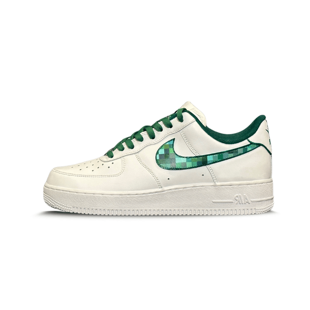 Mdcustoms GREEN PIXEL SWOOSH AF1