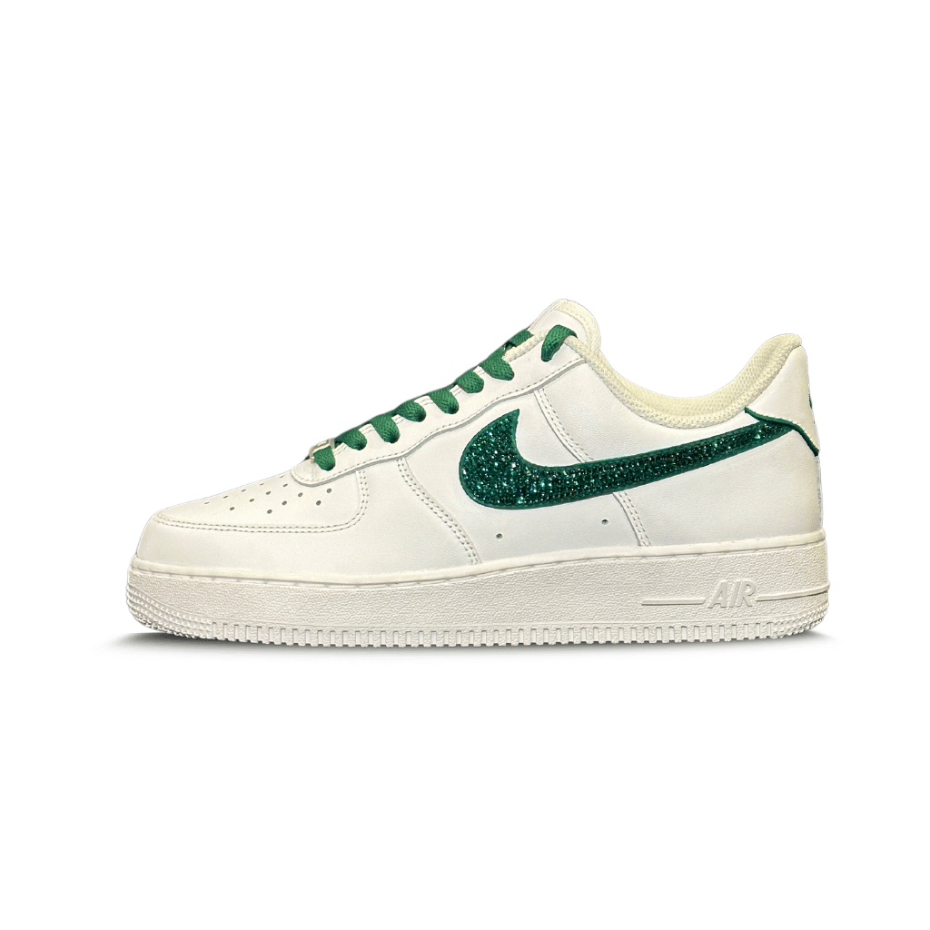 Mdcustoms EMERALD CRYSTAL SWOOSH AF1