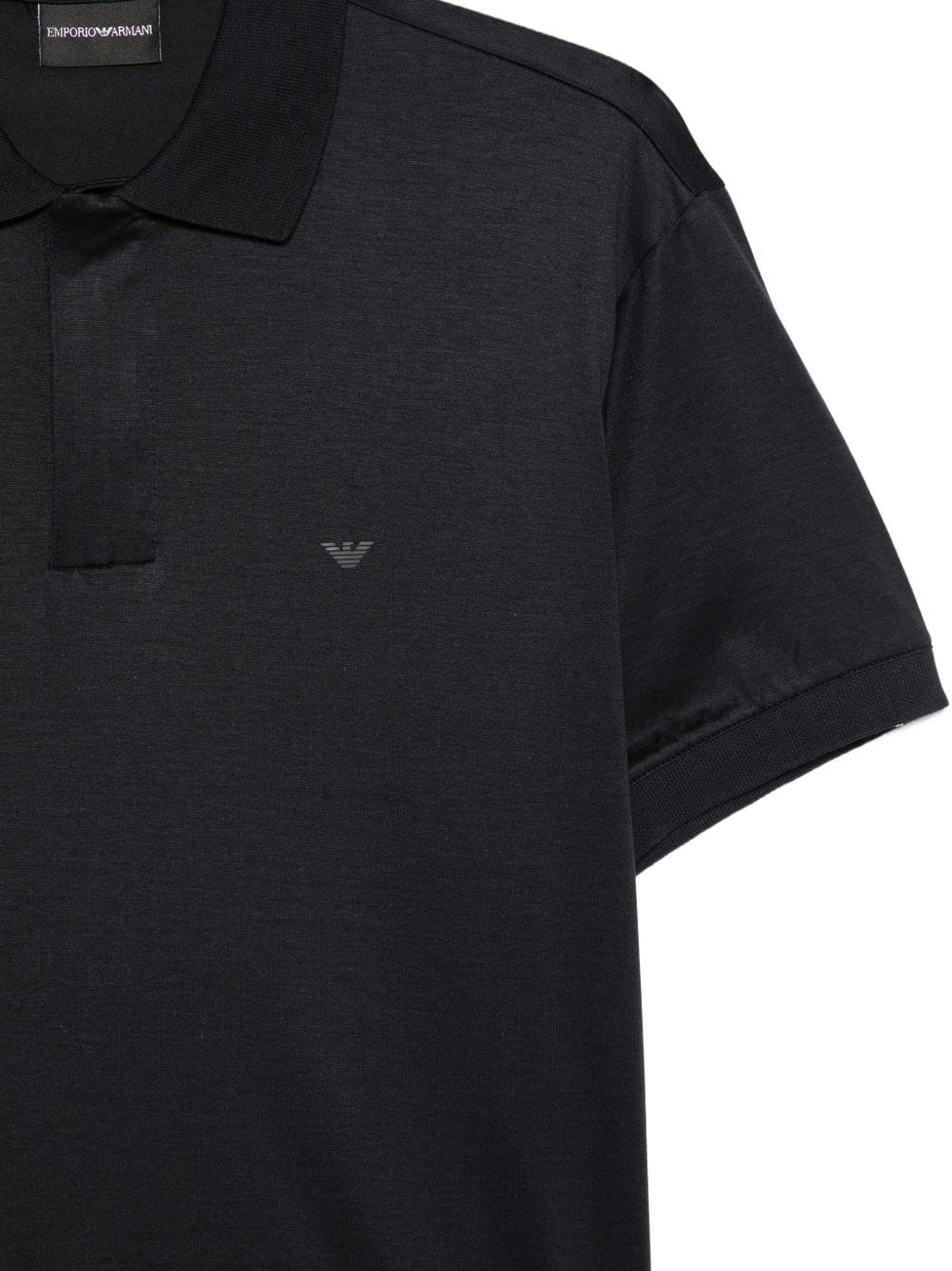 Emporio Armani Logo - Embroidered Polo Shirt — Black