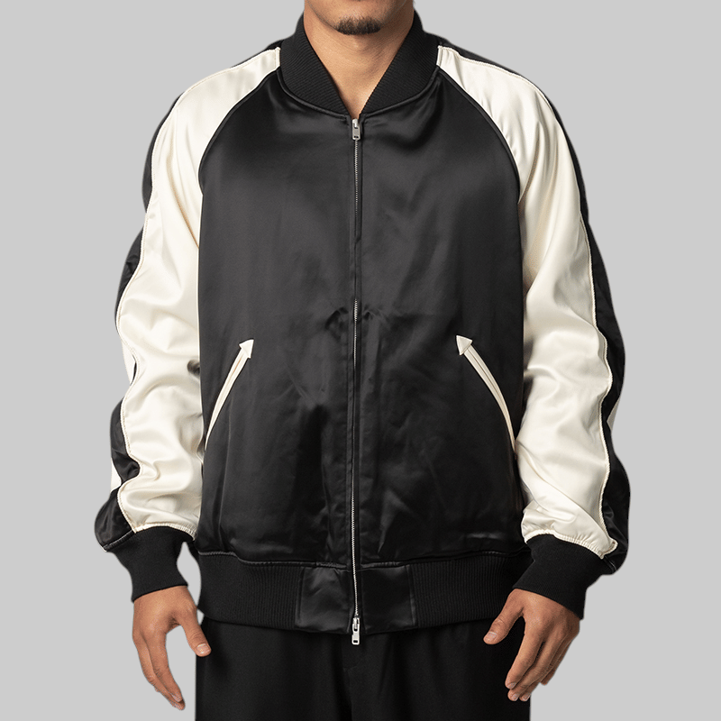 Y-3 Liquid Logo Graphic Satin Souvenir Jacket - Black