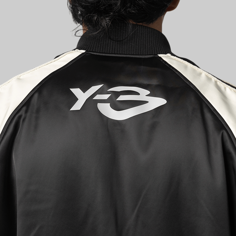 Y-3 Liquid Logo Graphic Satin Souvenir Jacket - Black