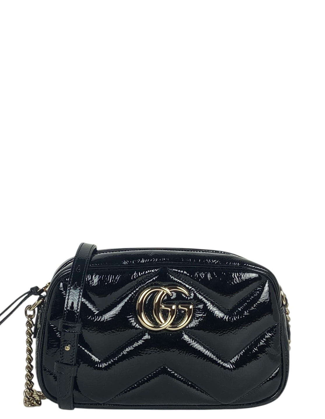 ASC Resale Gucci Black Patent GG Small Marmont Crossbody