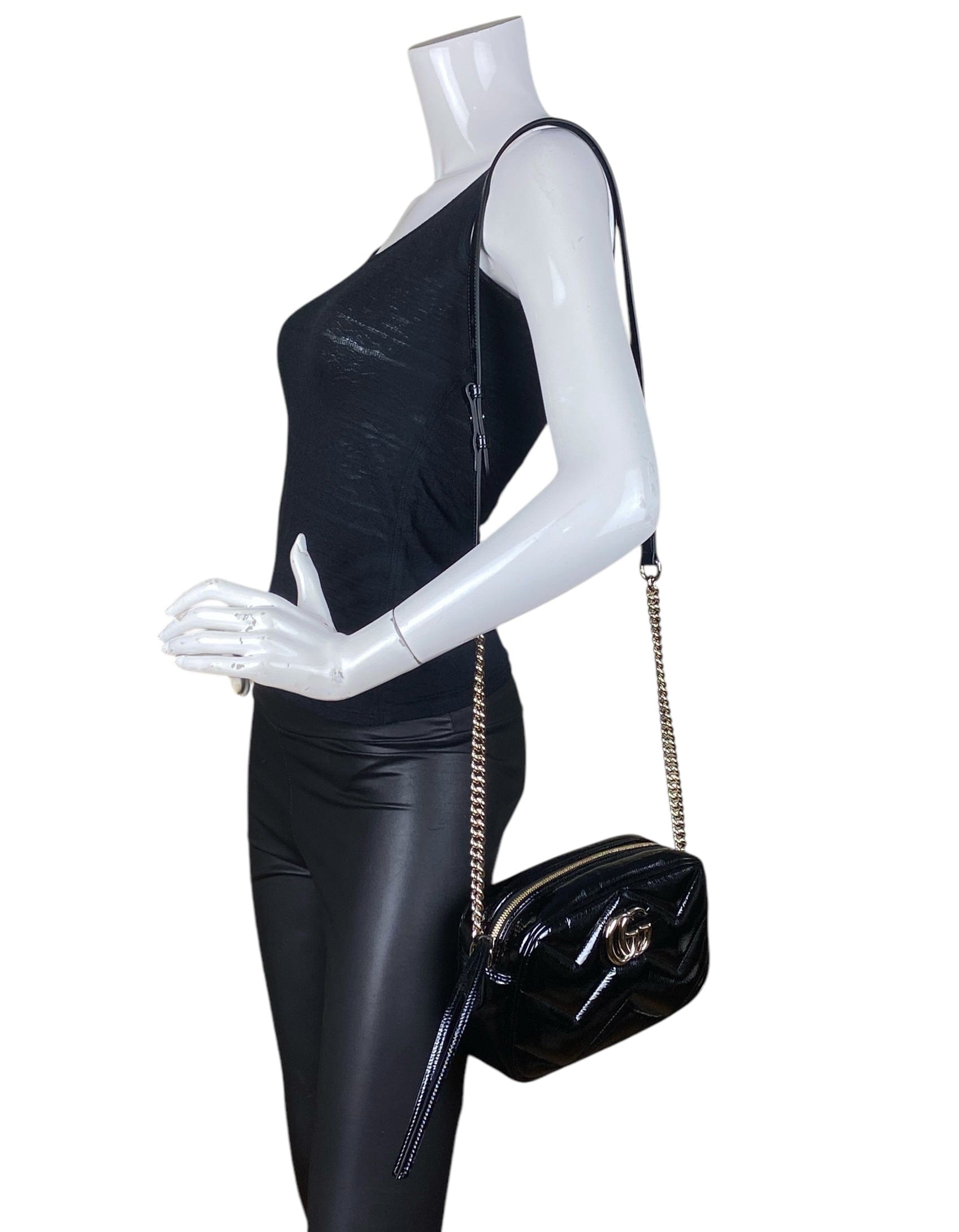 ASC Resale Gucci Black Patent GG Small Marmont Crossbody