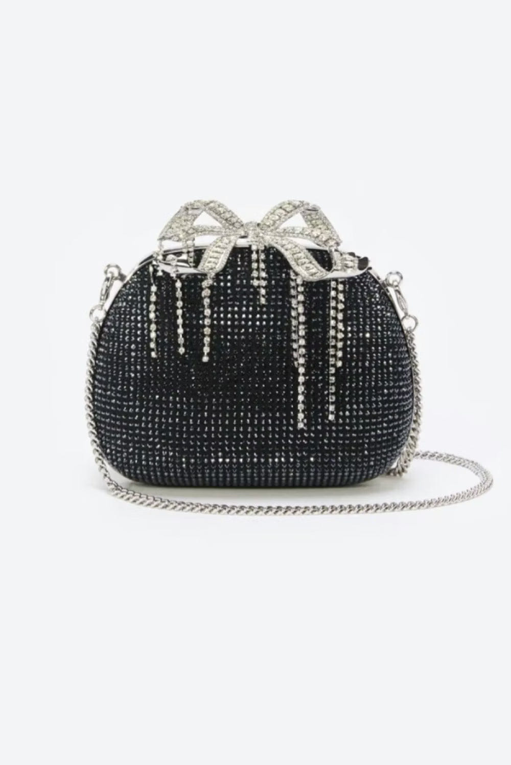 Self - Portrait Black Satin Rhinestone Bag