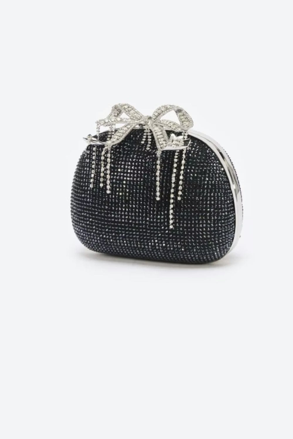 Self - Portrait Black Satin Rhinestone Bag