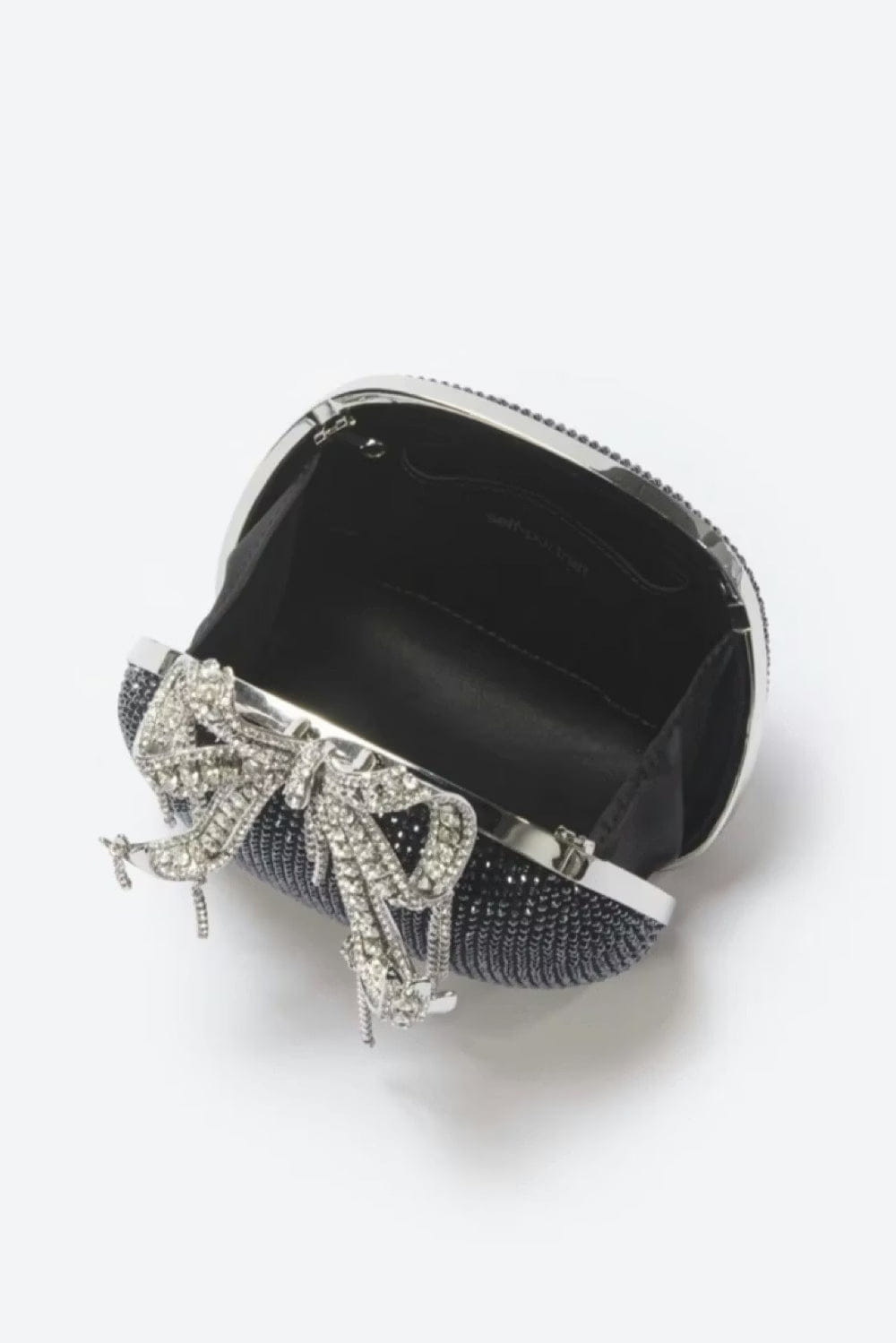 Self - Portrait Black Satin Rhinestone Bag