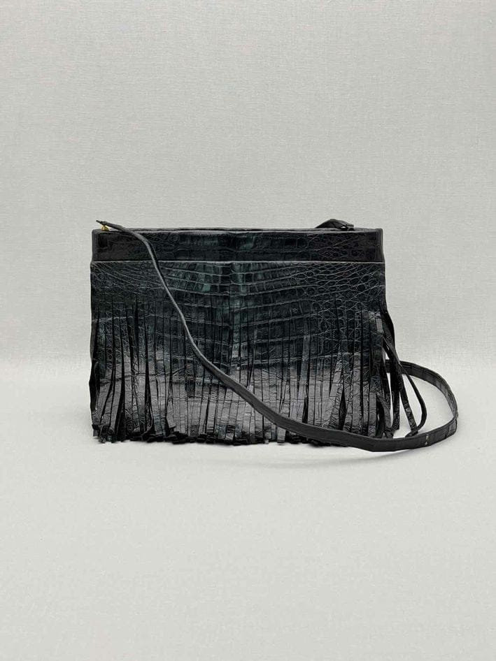 NANCY Gonzalez Fringe Trim Black Crossbody