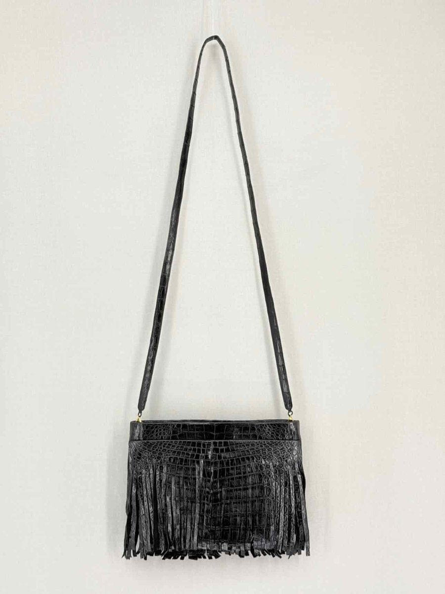 NANCY Gonzalez Fringe Trim Black Crossbody