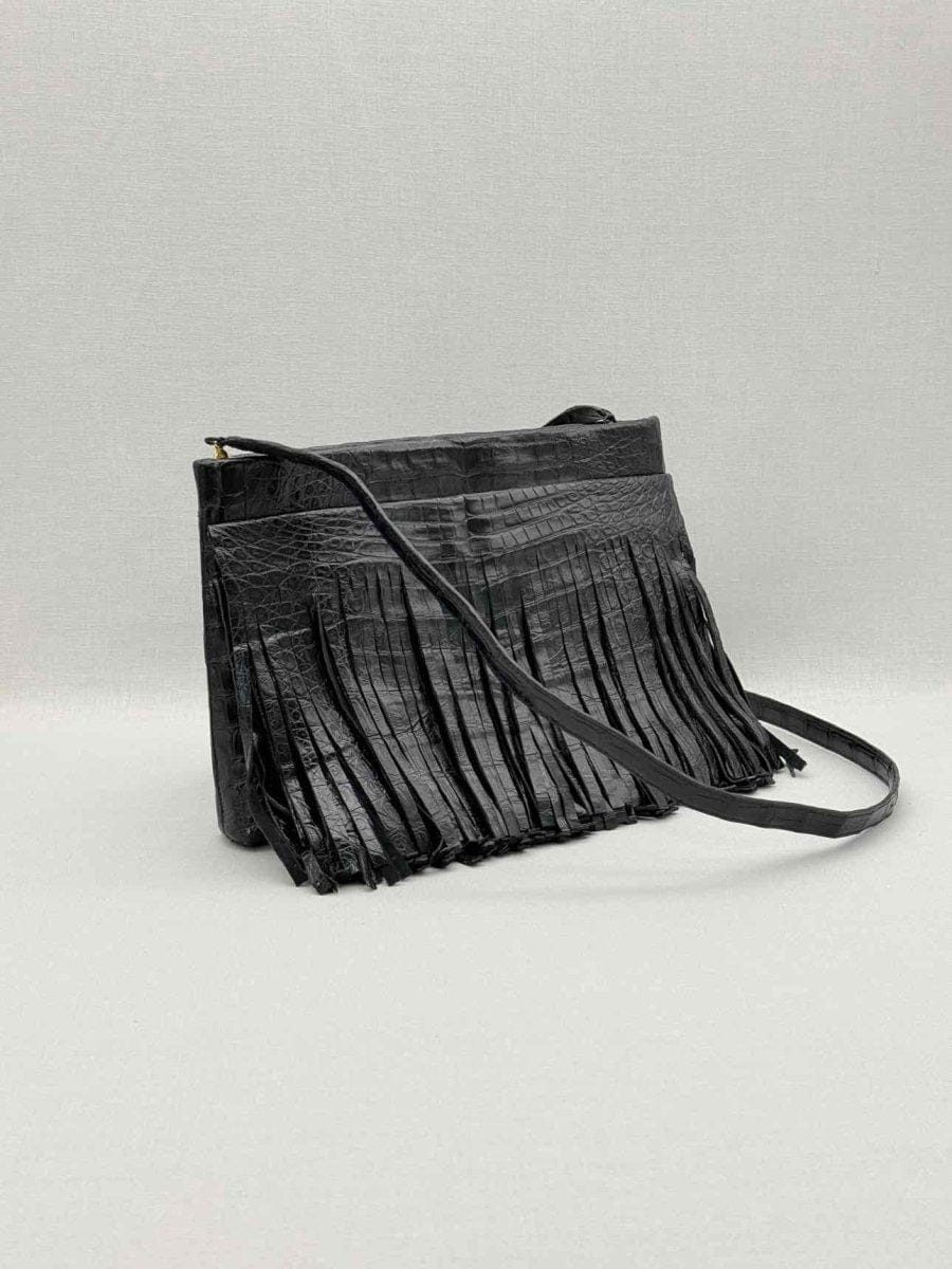 NANCY Gonzalez Fringe Trim Black Crossbody