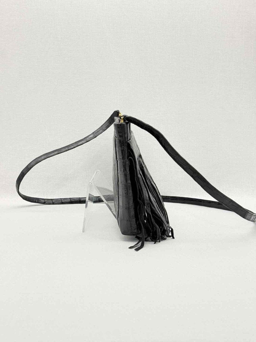 NANCY Gonzalez Fringe Trim Black Crossbody