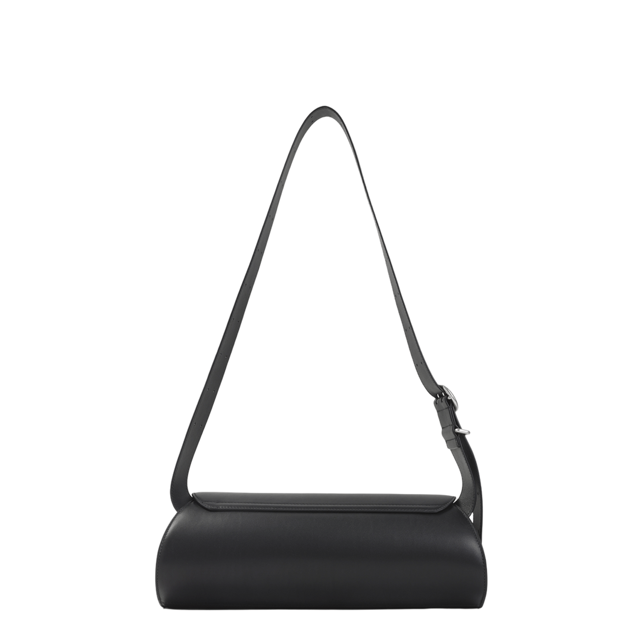 Jil Sander Cannolo Grande Calf Leather Shoulder Bag - Black