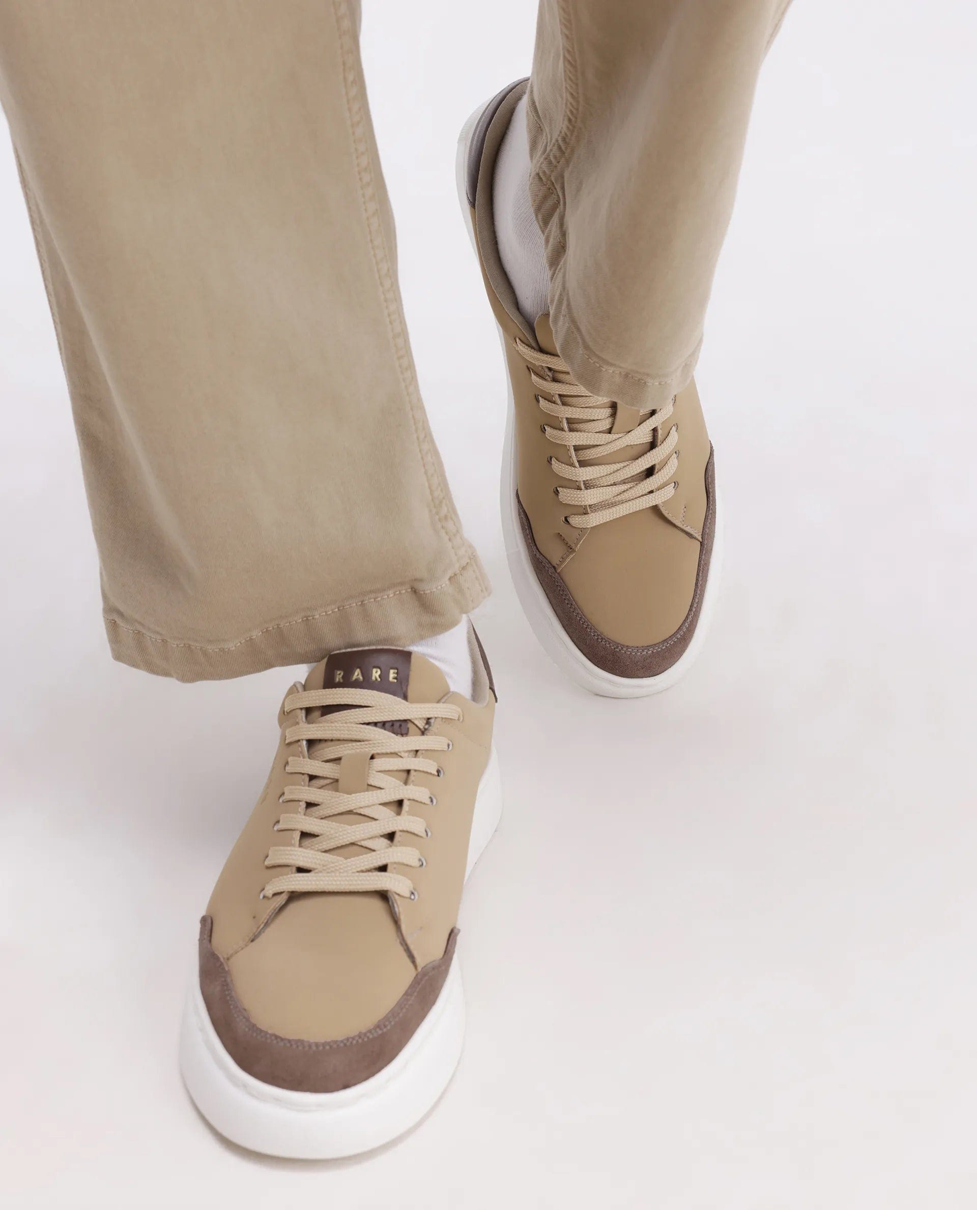 RAREZ Rare Rabbit Men's Mawi Light Brown Micro Fiber Causal Sneaker