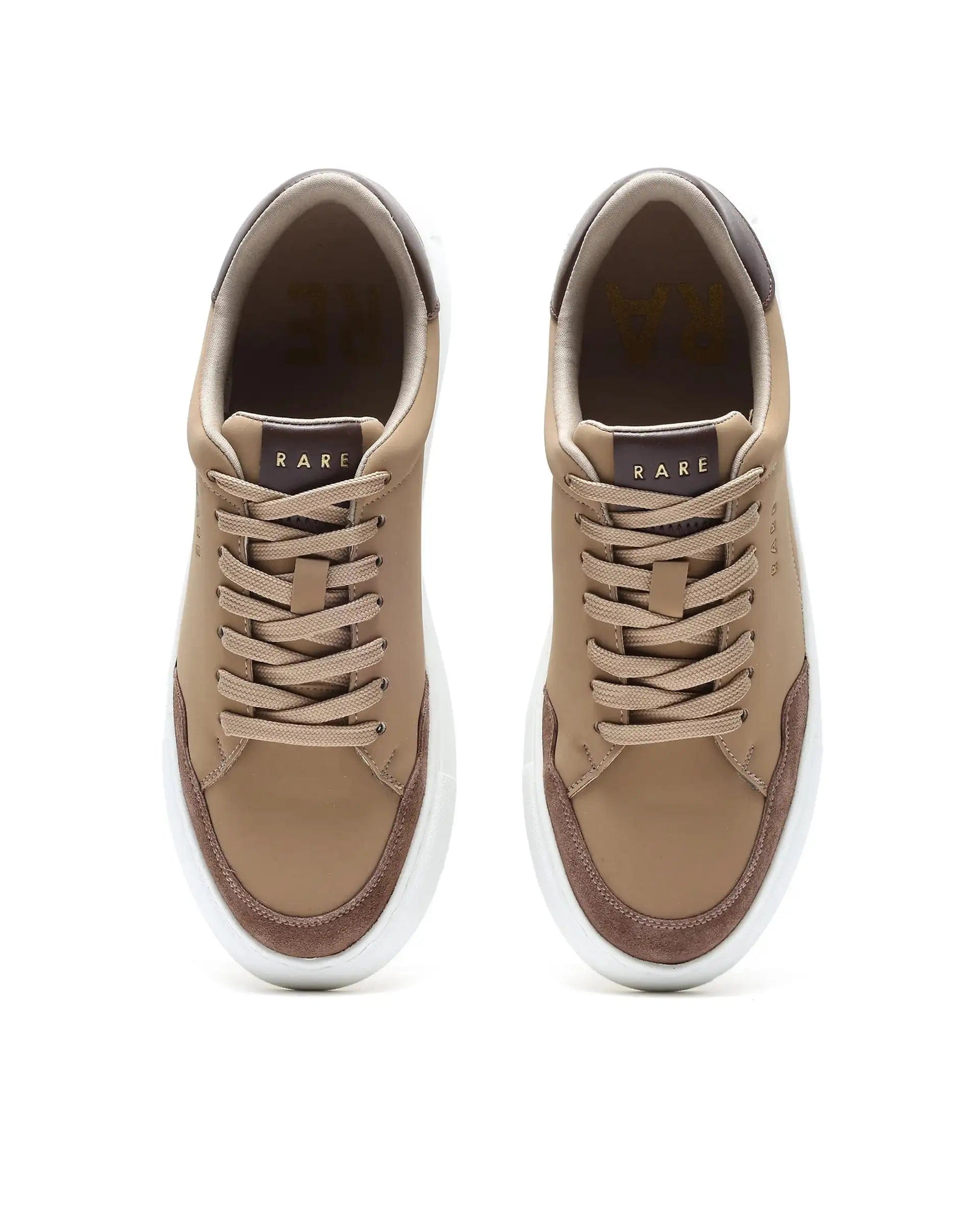 RAREZ Rare Rabbit Men's Mawi Light Brown Micro Fiber Causal Sneaker