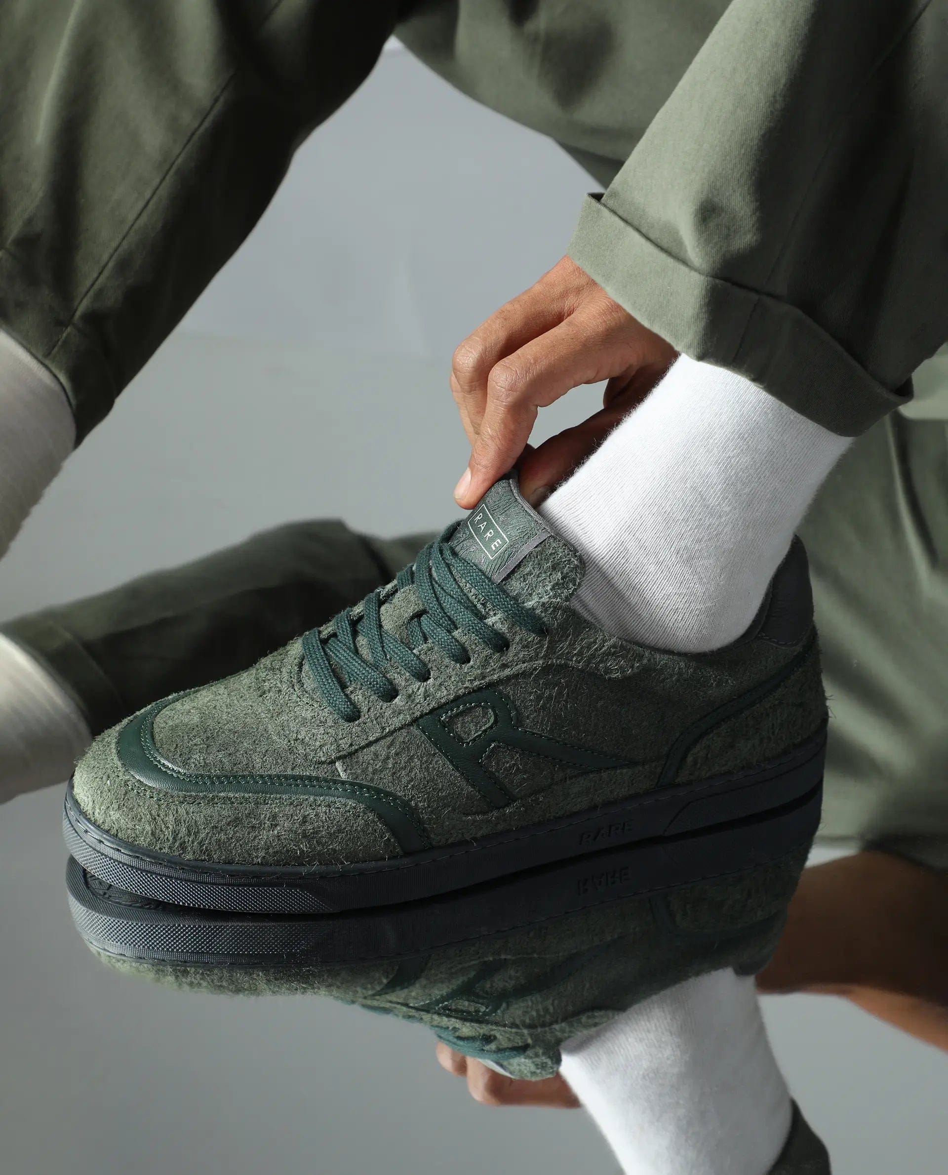 RAREZ Rare Rabbit Men Orla Olive Lace - Up Closure Suede Sneaker