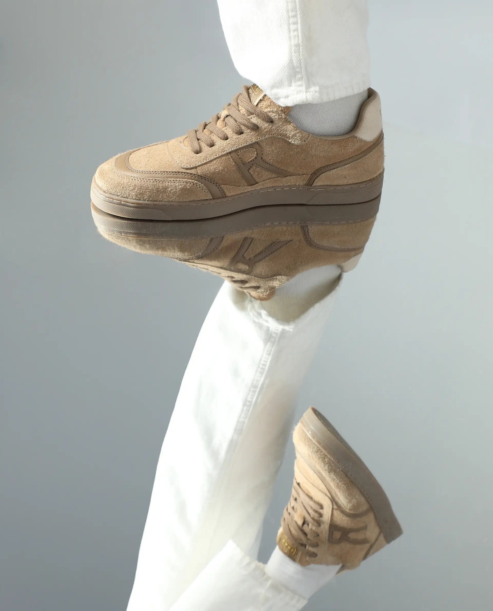 RAREZ Rare Rabbit Men Orla Beige Lace - Up Closure Suede Sneaker