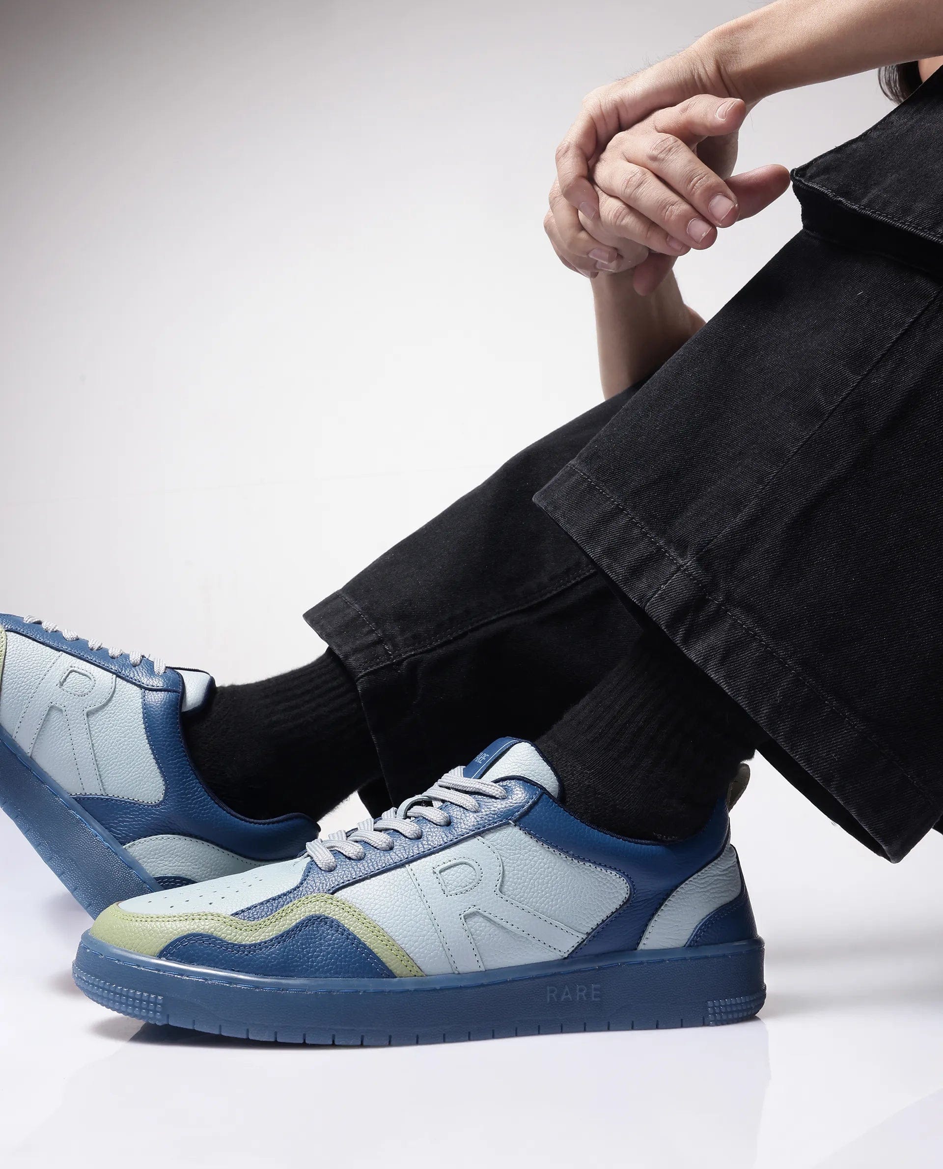RAREZ Rare Rabbit Men Edamon Blue Leather Lace - Up Sneaker