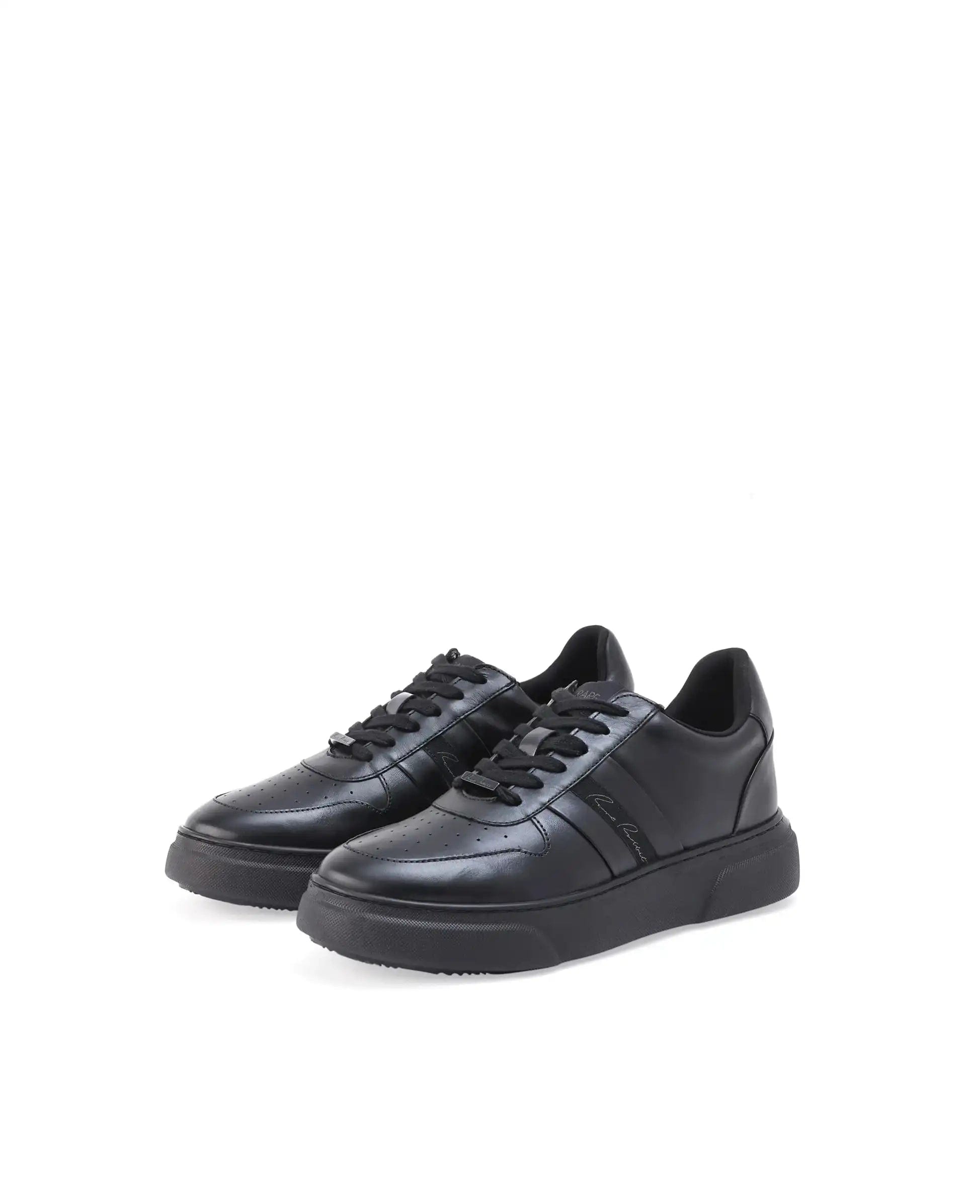 RAREZ Rare Rabbit Men's Pulse Black Micro Leather Sneaker