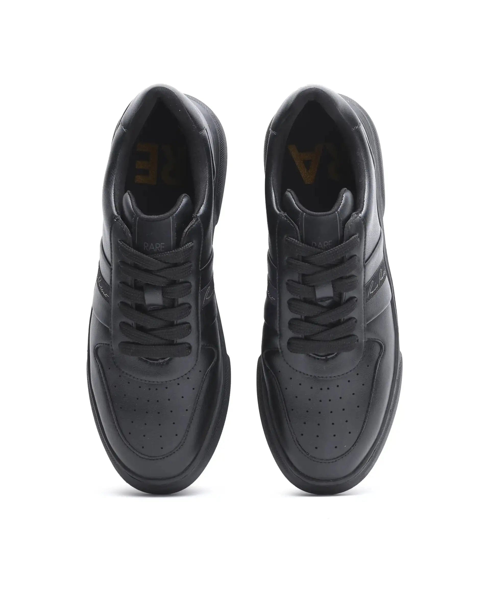 RAREZ Rare Rabbit Men's Pulse Black Micro Leather Sneaker