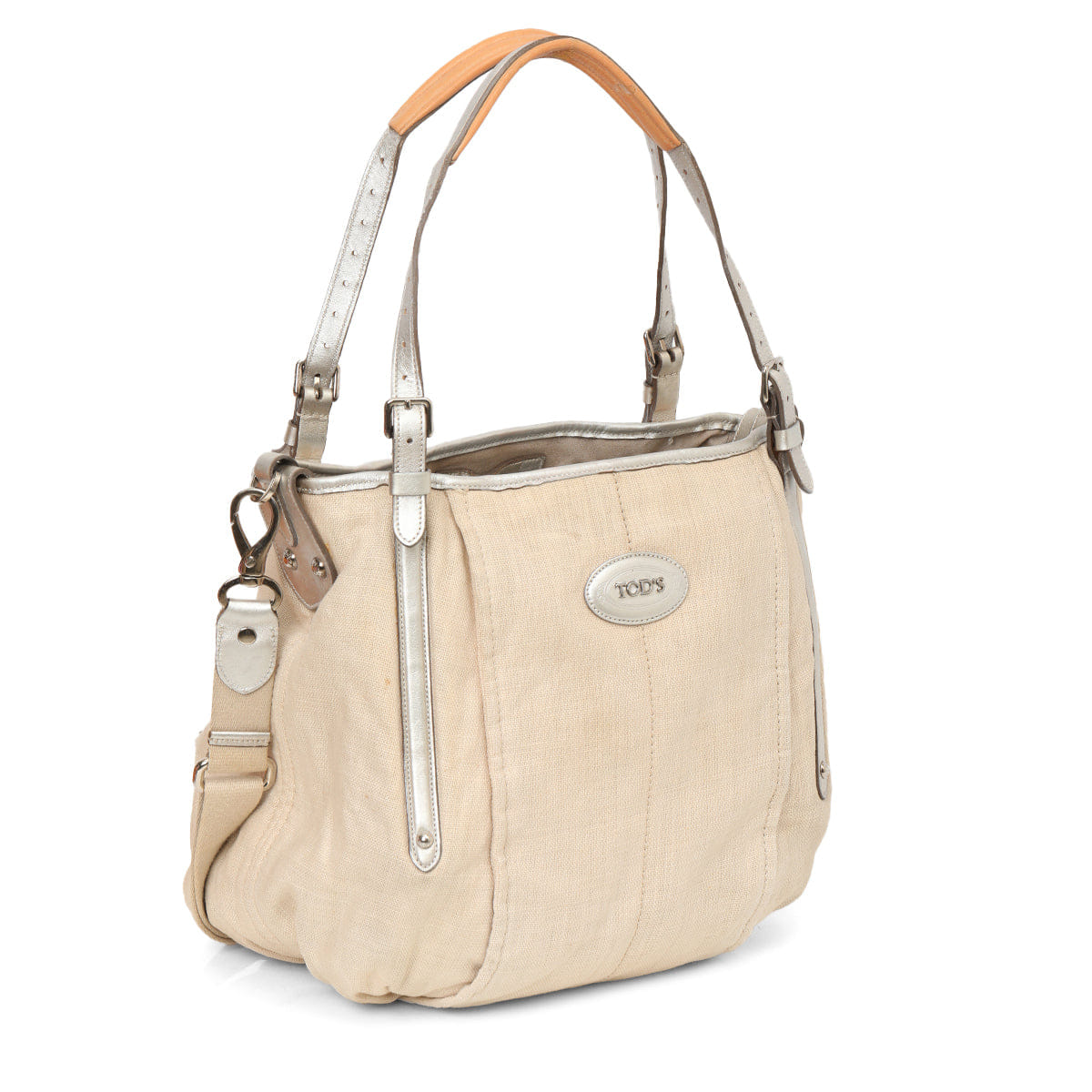 Tods Beige Linen G - Line Easy Sacca Grande Tote Bag