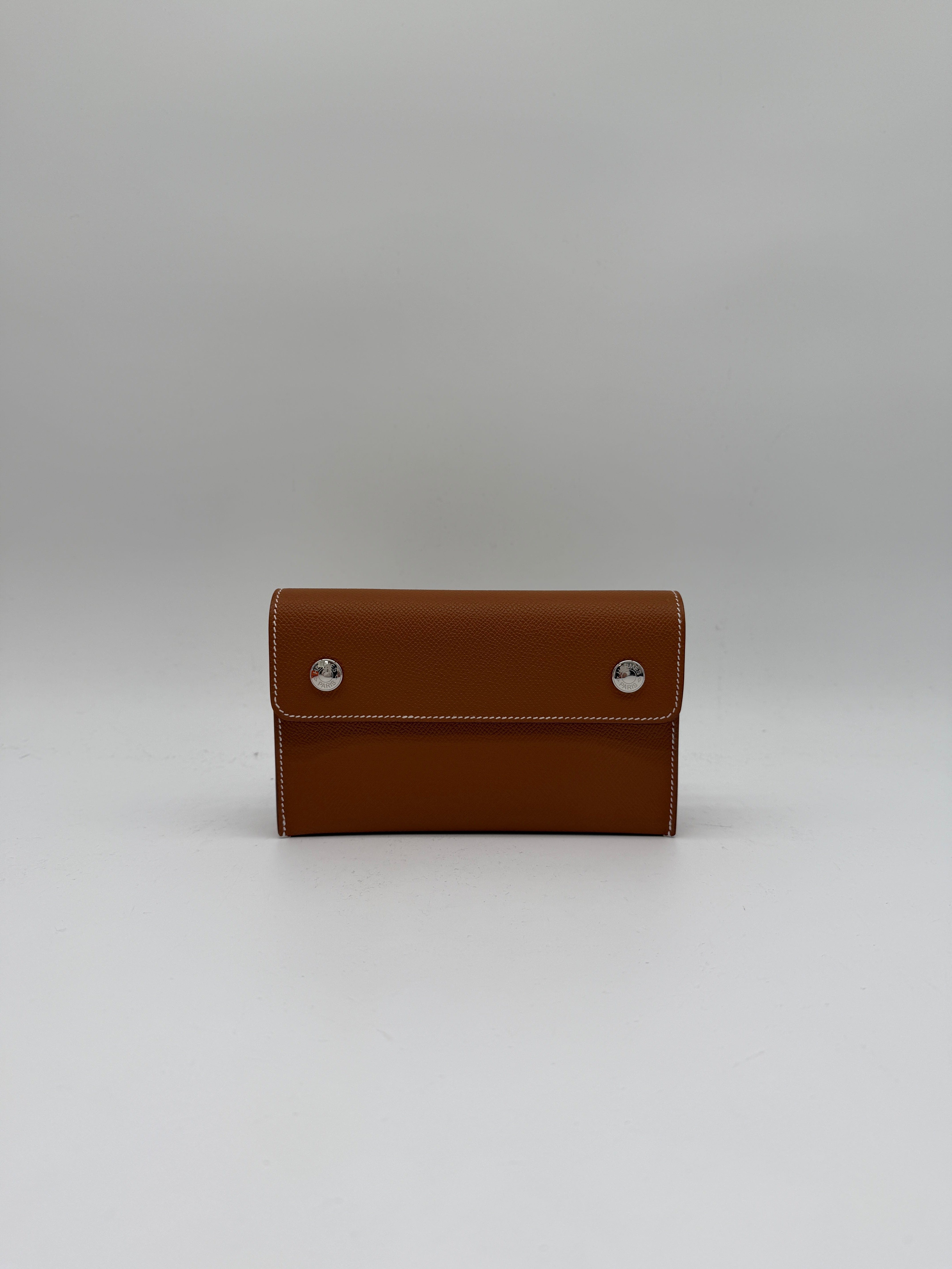 Hermès Pochette Hermesnap Wallet Gold Epsom Palladium Hardware