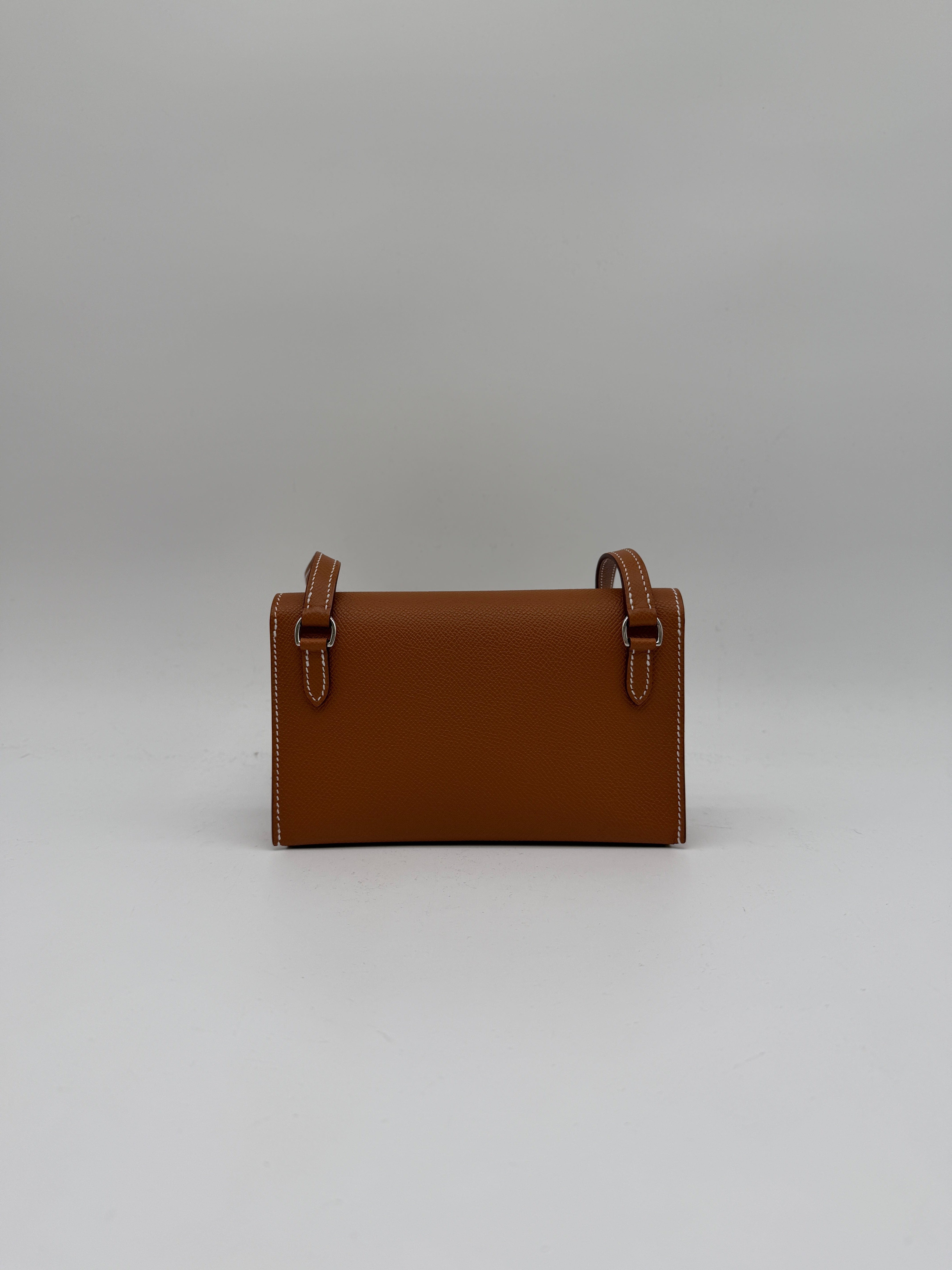 Hermès Pochette Hermesnap Wallet Gold Epsom Palladium Hardware