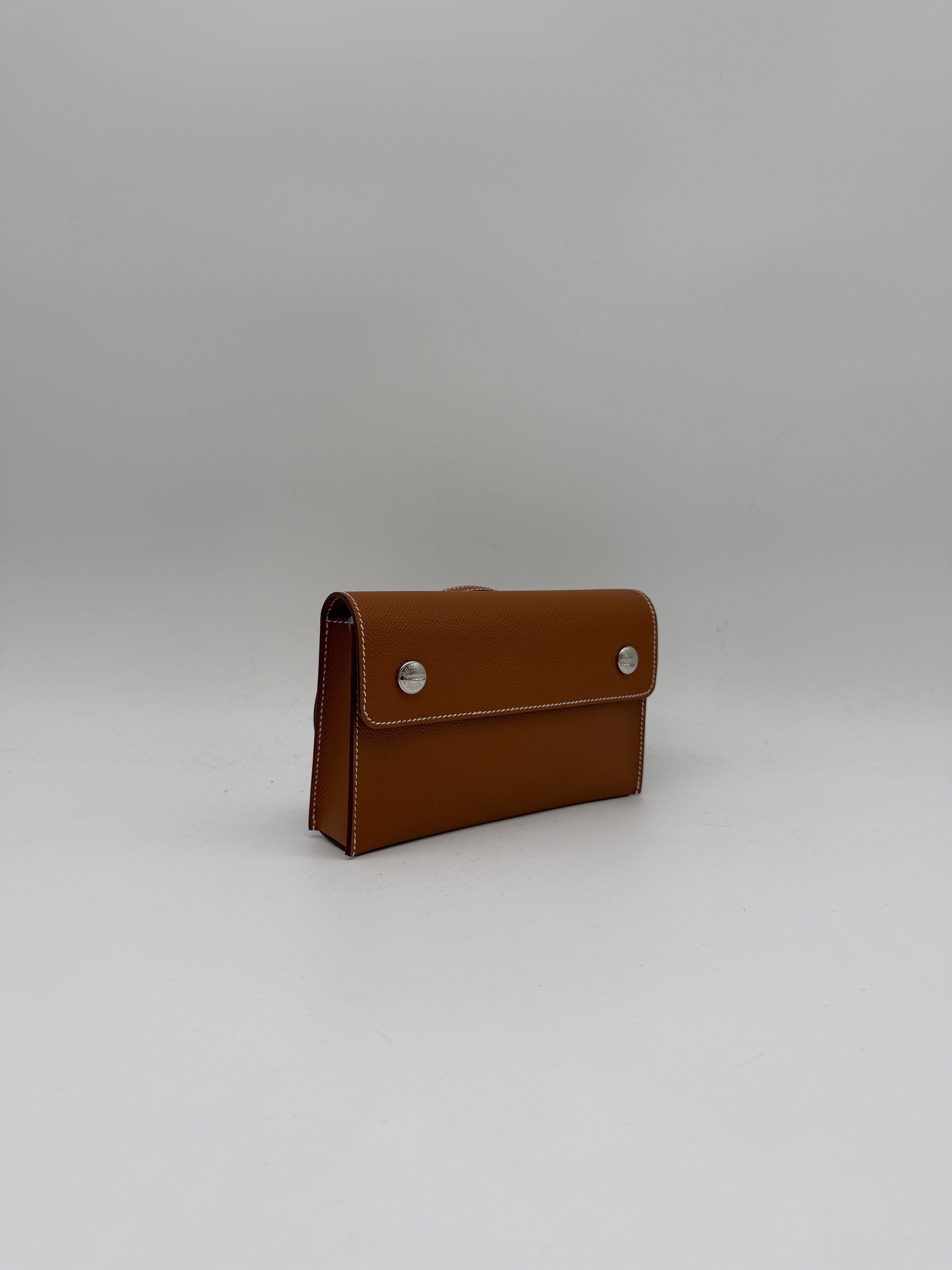Hermès Pochette Hermesnap Wallet Gold Epsom Palladium Hardware