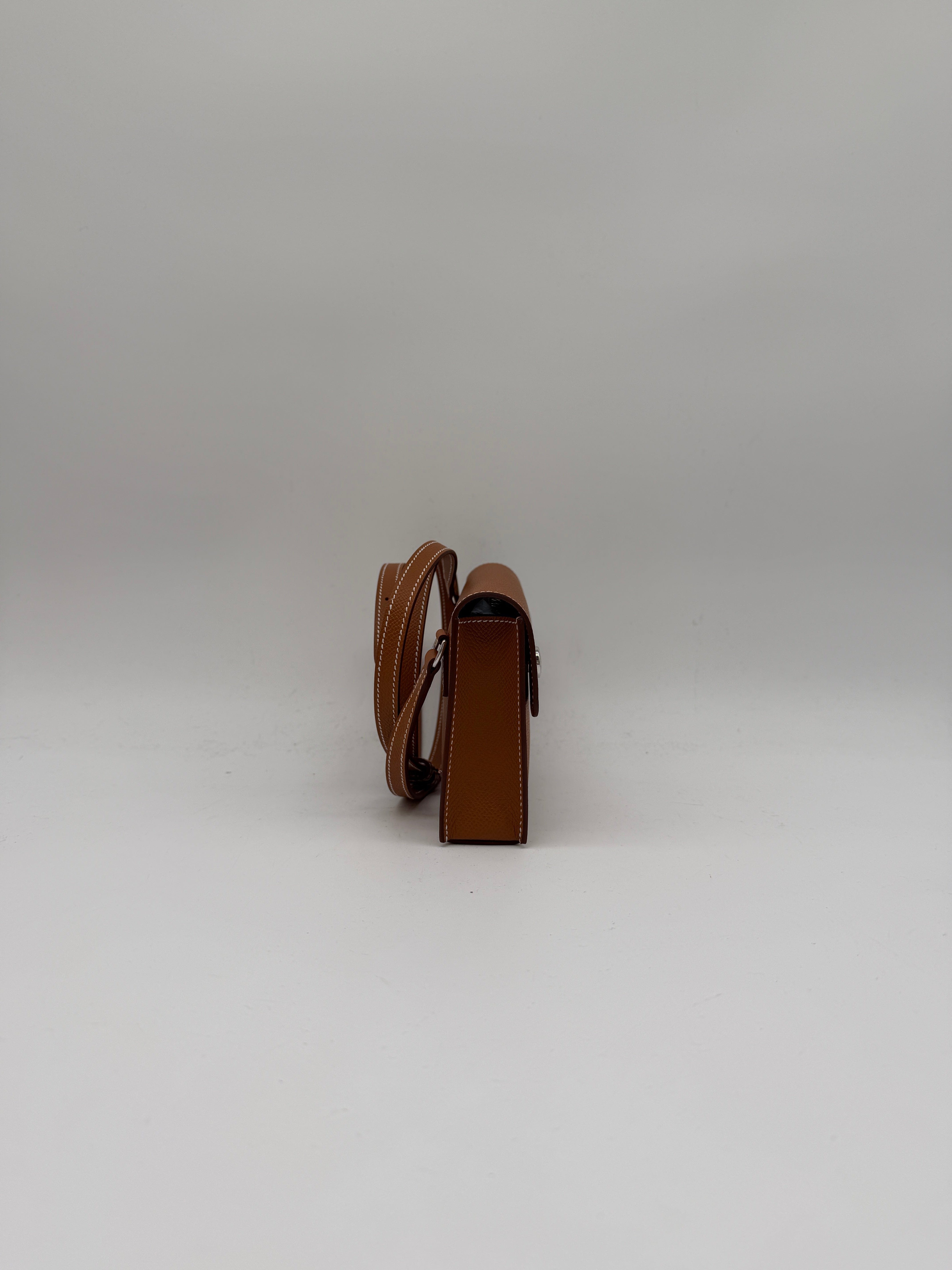 Hermès Pochette Hermesnap Wallet Gold Epsom Palladium Hardware