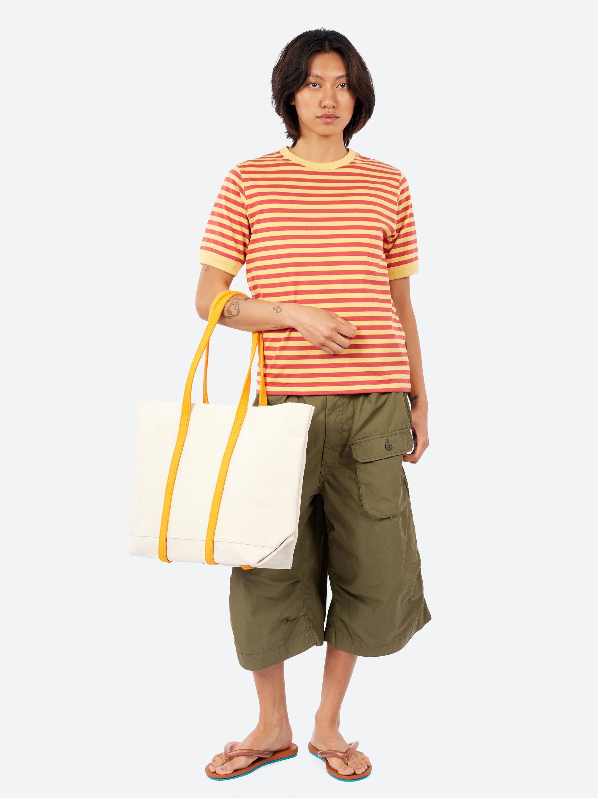 Amiacalva Medium Washed Canvas Two - Tone Tote