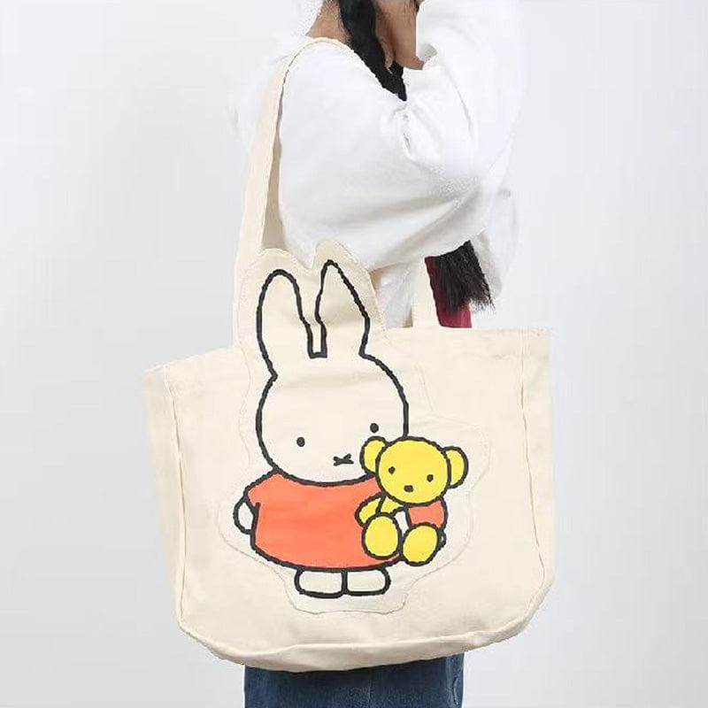 WHITE* Authentic Miffy White Canvas Tote Bag Large Capacity Shoulder Bag