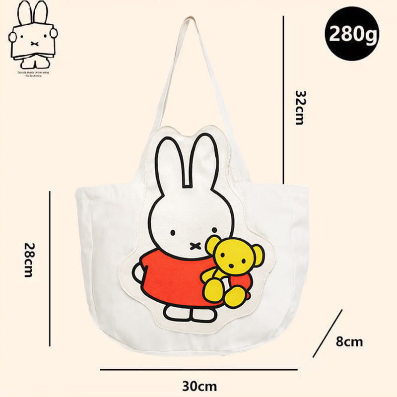 WHITE* Authentic Miffy White Canvas Tote Bag Large Capacity Shoulder Bag