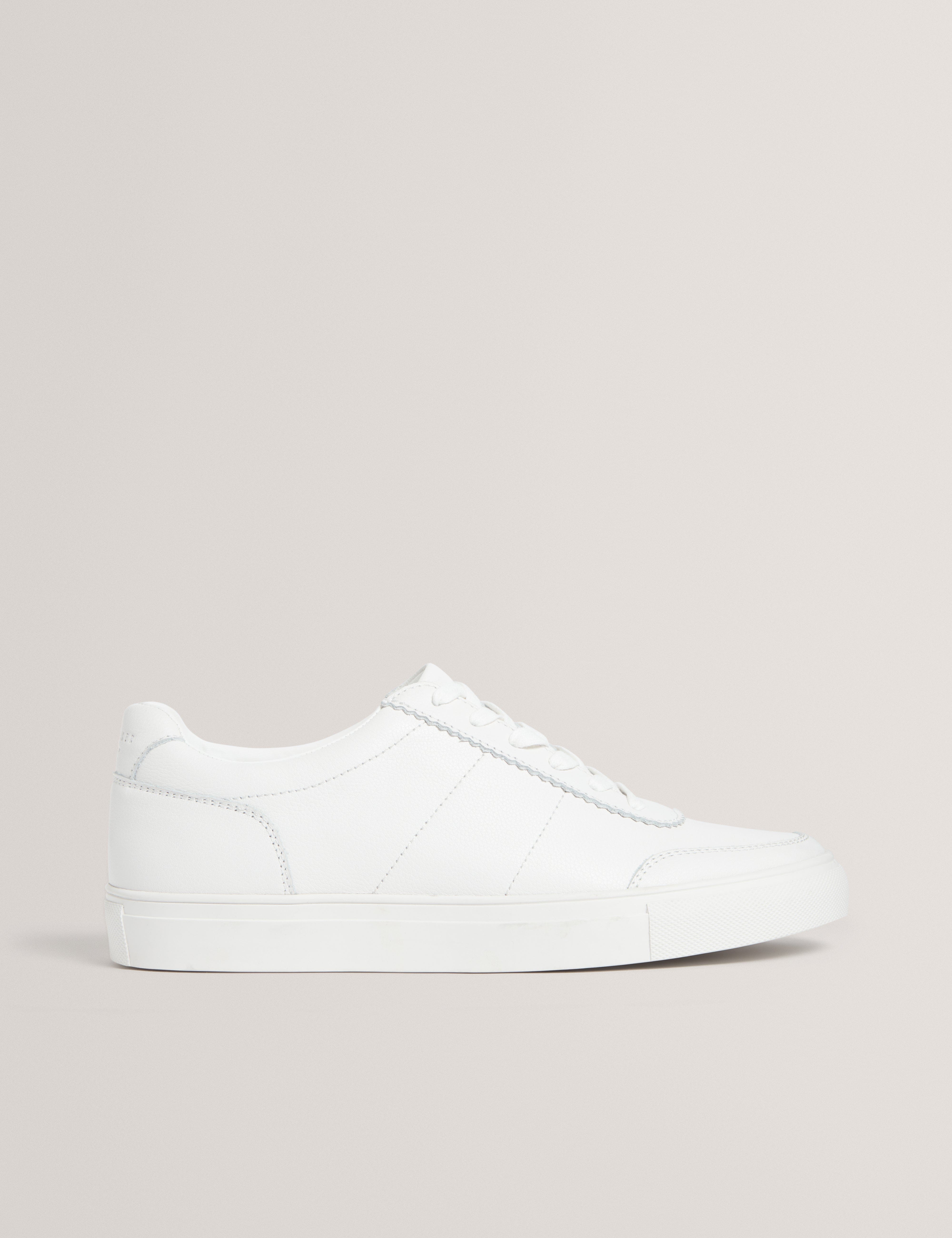 WHITE* Kerison Pebbled Leather Trainer White