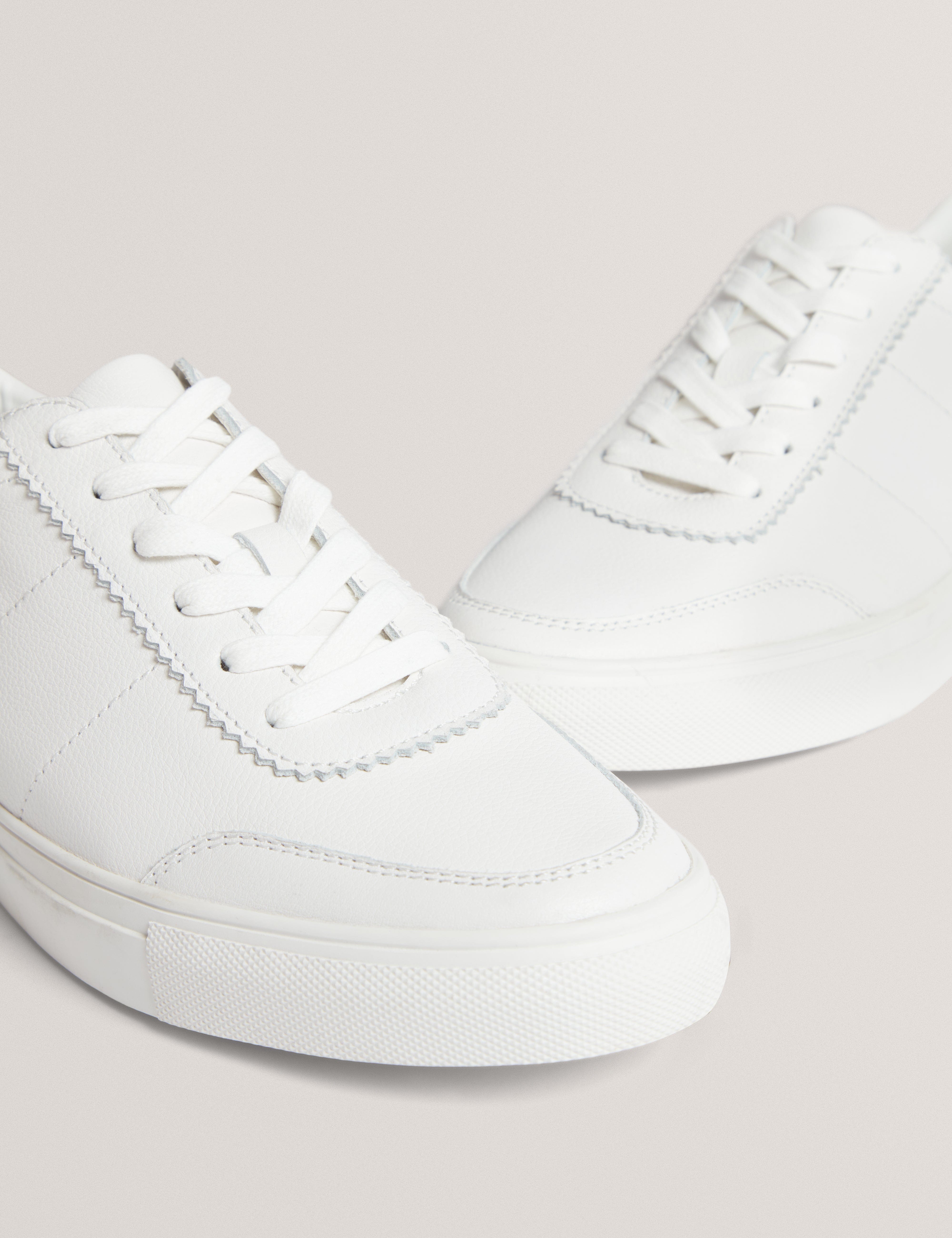 WHITE* Kerison Pebbled Leather Trainer White