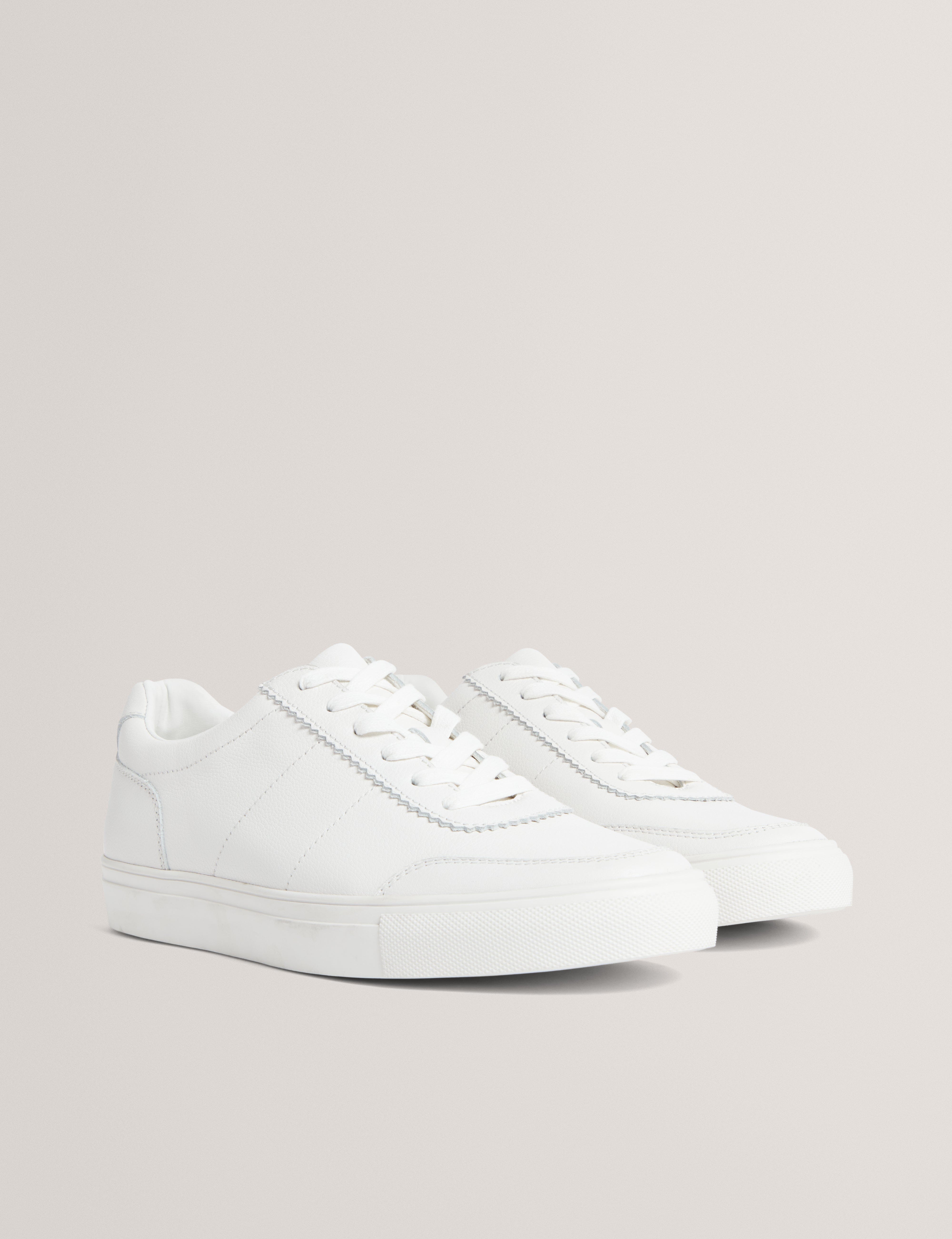 WHITE* Kerison Pebbled Leather Trainer White