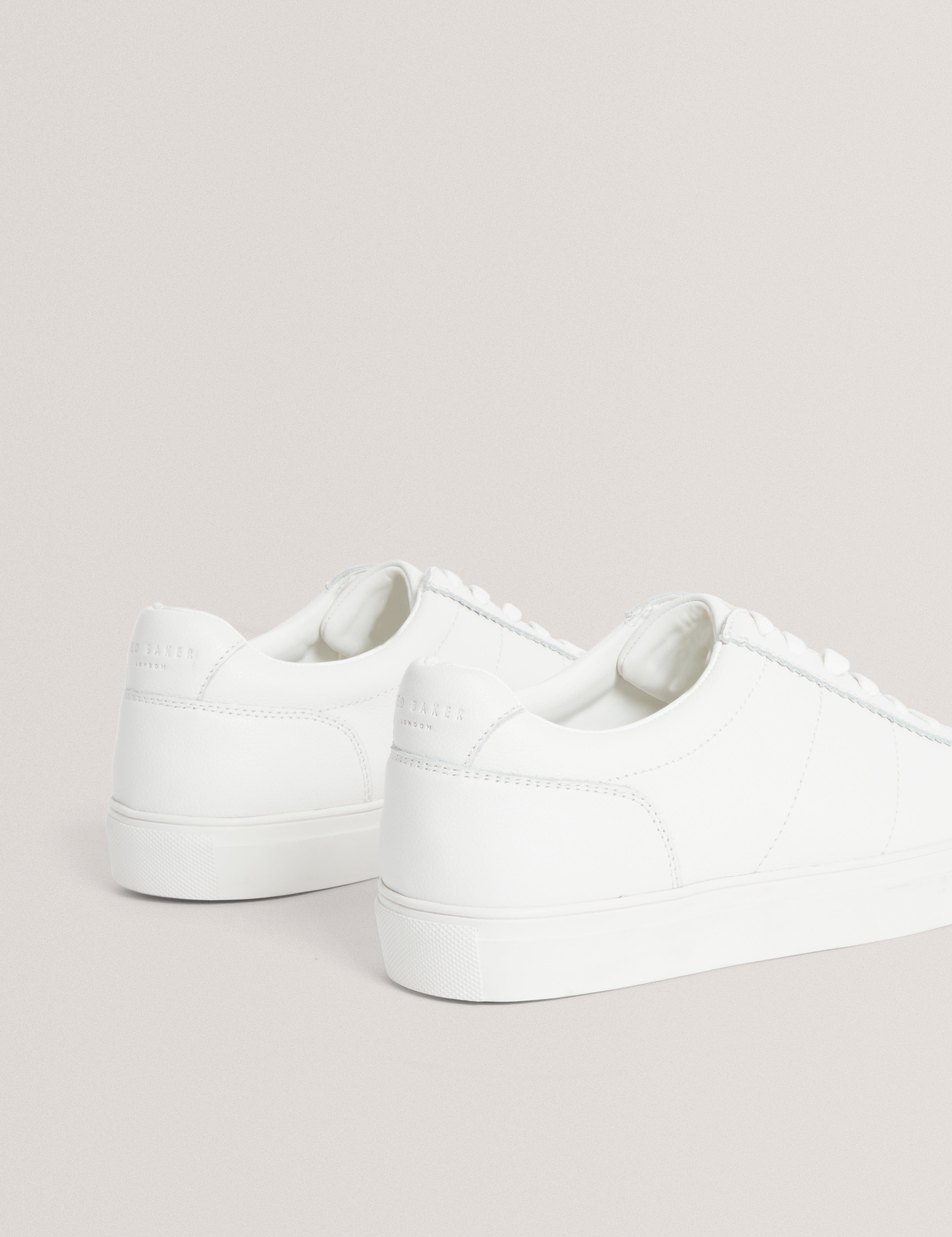 WHITE* Kerison Pebbled Leather Trainer White
