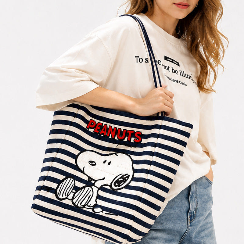 Bag PEANUTS Snoopy Striped Canvas Tote Bag | 100% Authentic