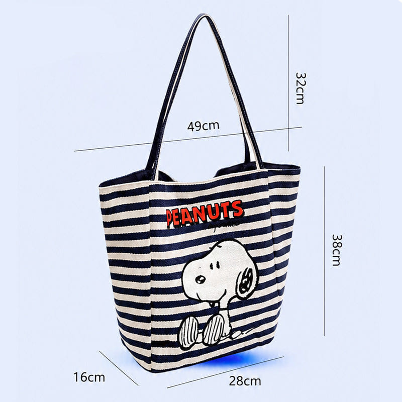 Bag PEANUTS Snoopy Striped Canvas Tote Bag | 100% Authentic