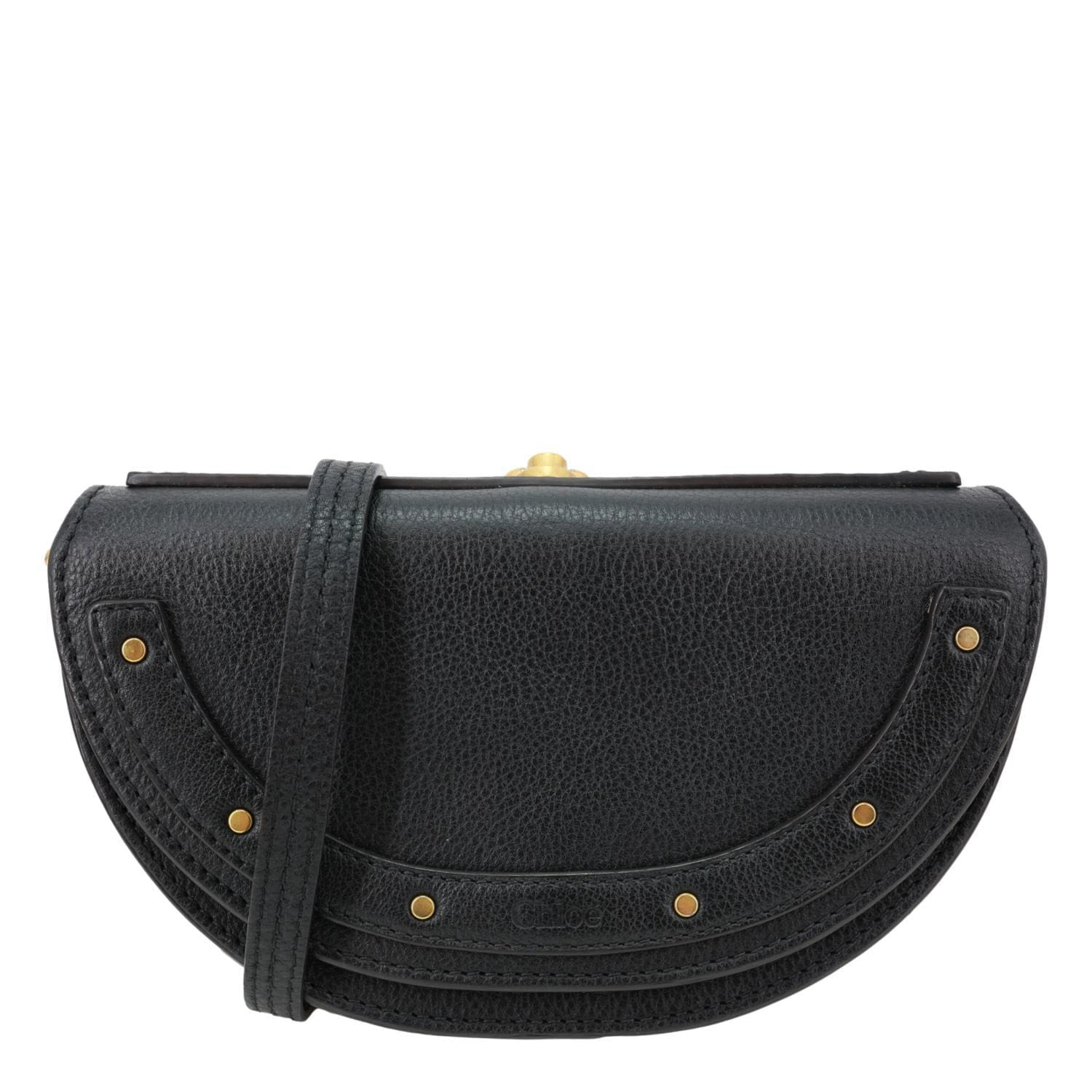 CHLOE Nile Bracelet Minaudiere Small Leather Crossbody Bag Black
