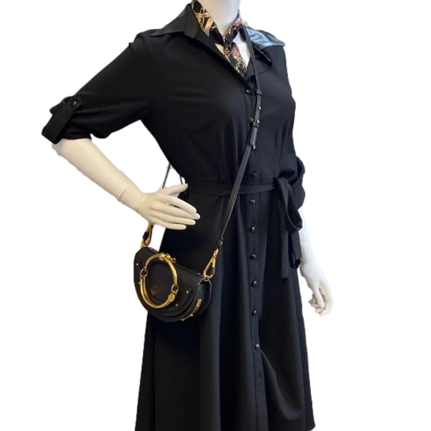 CHLOE Nile Bracelet Minaudiere Small Leather Crossbody Bag Black